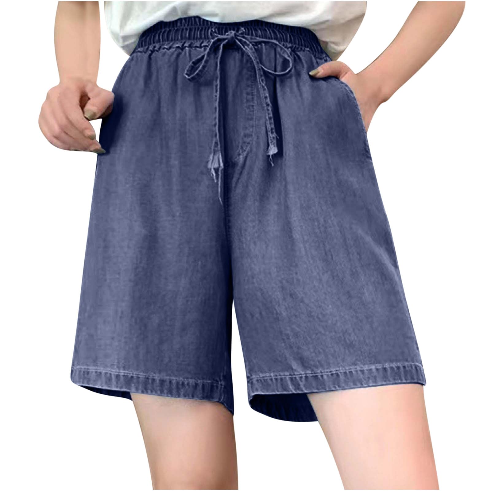 Women's High Waisted Bermuda Jean Shorts - Lightweight & Comfy for Casual Wear