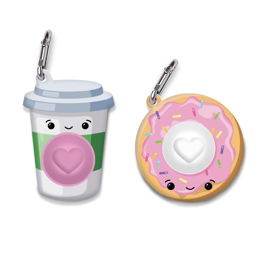 Best Friend Keychain Set - Coffee & Donut Keychain Toy Pack for Boys and Girls, Fun Popping Keychains for Kids Party Favors & Gifts - Perfect for Birthday Parties, School Events, and Friendship Gifts