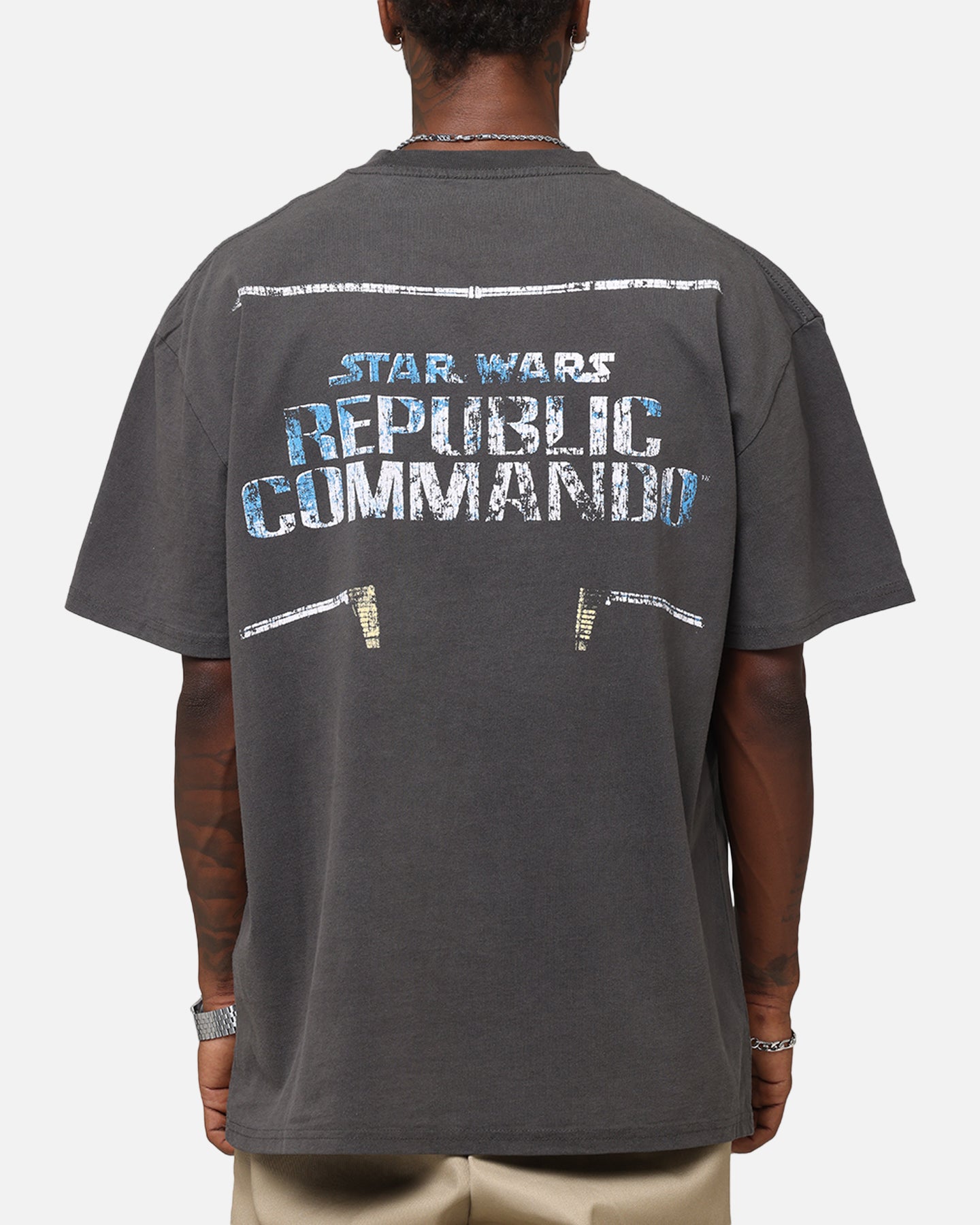 Star Wars Battlefront Republic Commando Heavy Cotton T-Shirt for Men - Black Washed Vintage Style | Gaming Merchandise & Cosplay Outfit
