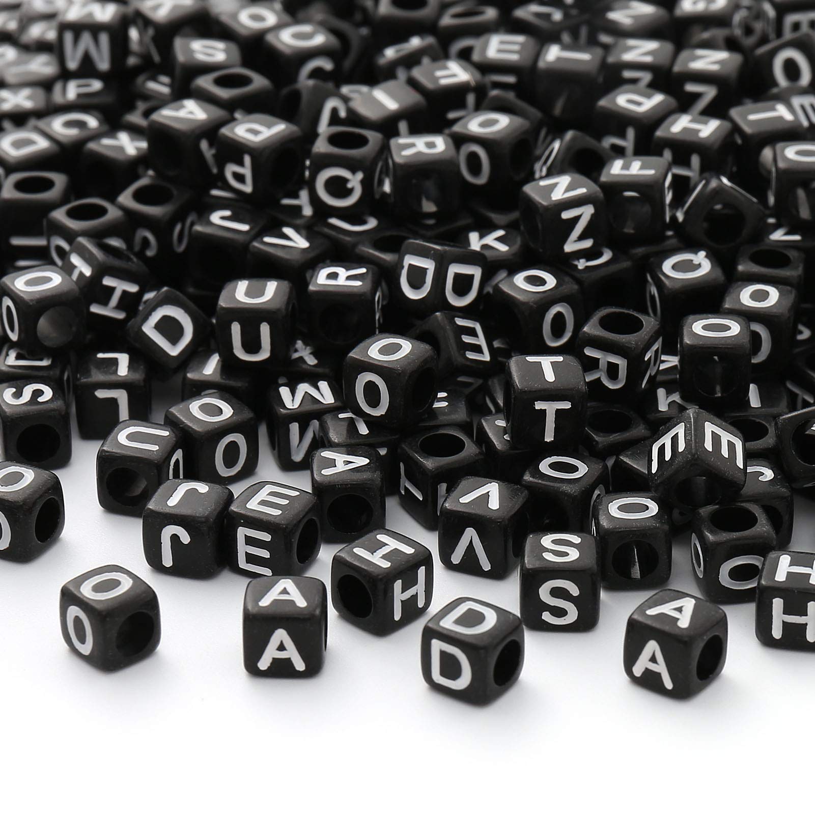 ToBeIT 1000pcs 6mm Black Acrylic Alphabet Letter A-Z Cube Beads for Jewelry Making - DIY Bracelets, Necklaces, Keychains | Perfect for Crafting, Gifts & Personalized Jewelry Designs