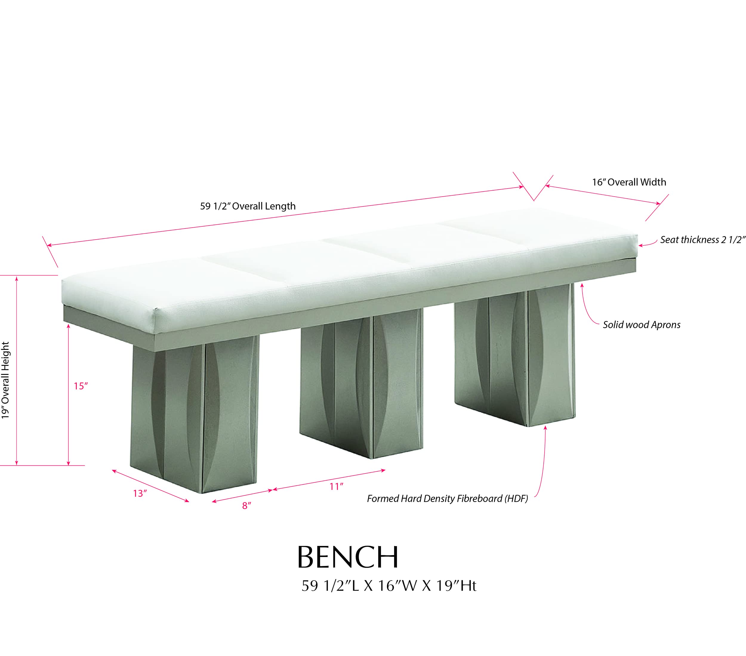 Kings Brand Furniture - Avilla Vinyl Upholstered Kitchen Dining Bench in Champagne/White - Perfect for Breakfast Nooks, Kitchen Islands & Dining Room Seating