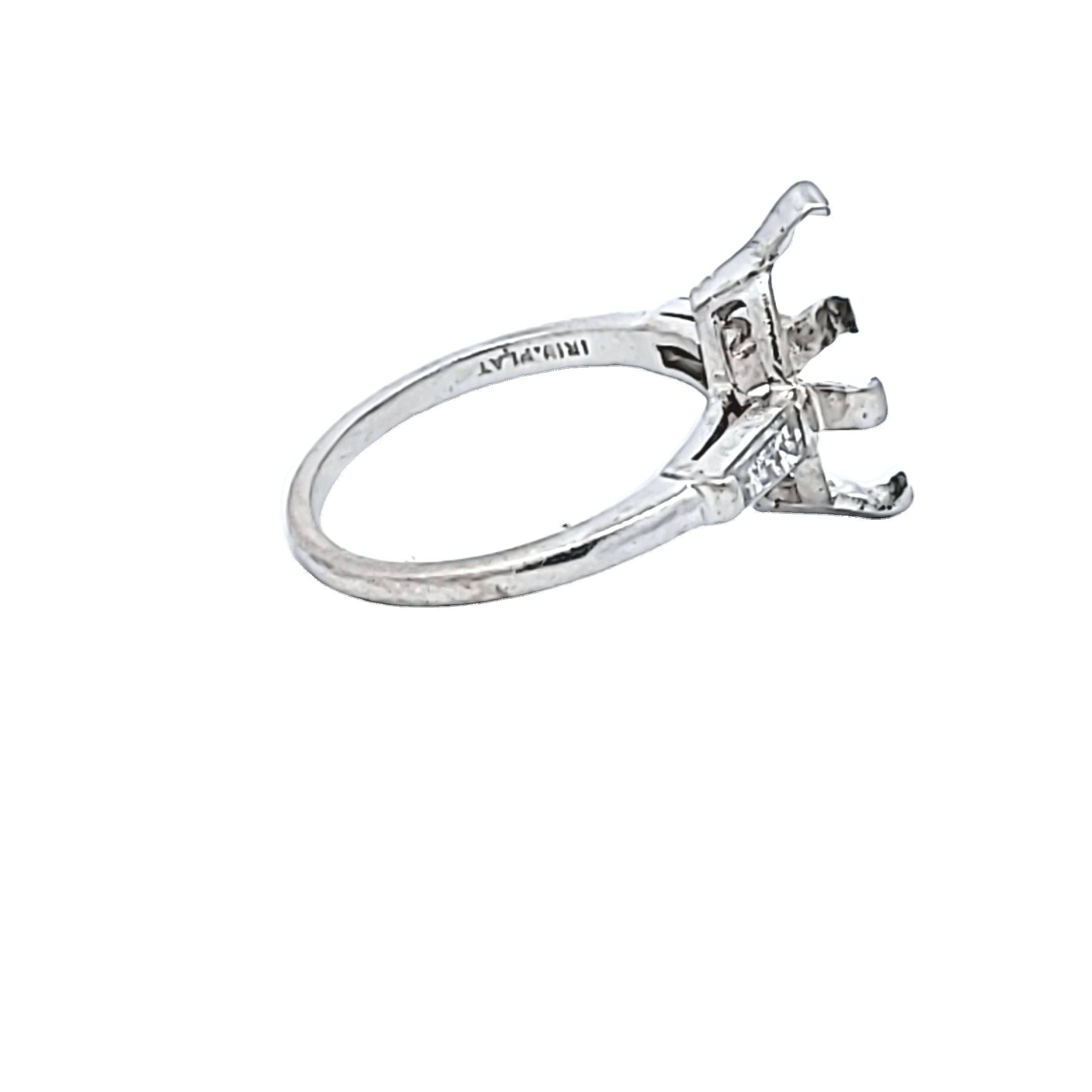 0.20 Carat Tapered Baguette F VS1 Diamond Platinum Semi Mount Ring - Elegant Wedding Band for Bridal Jewelry & Anniversary Gifts