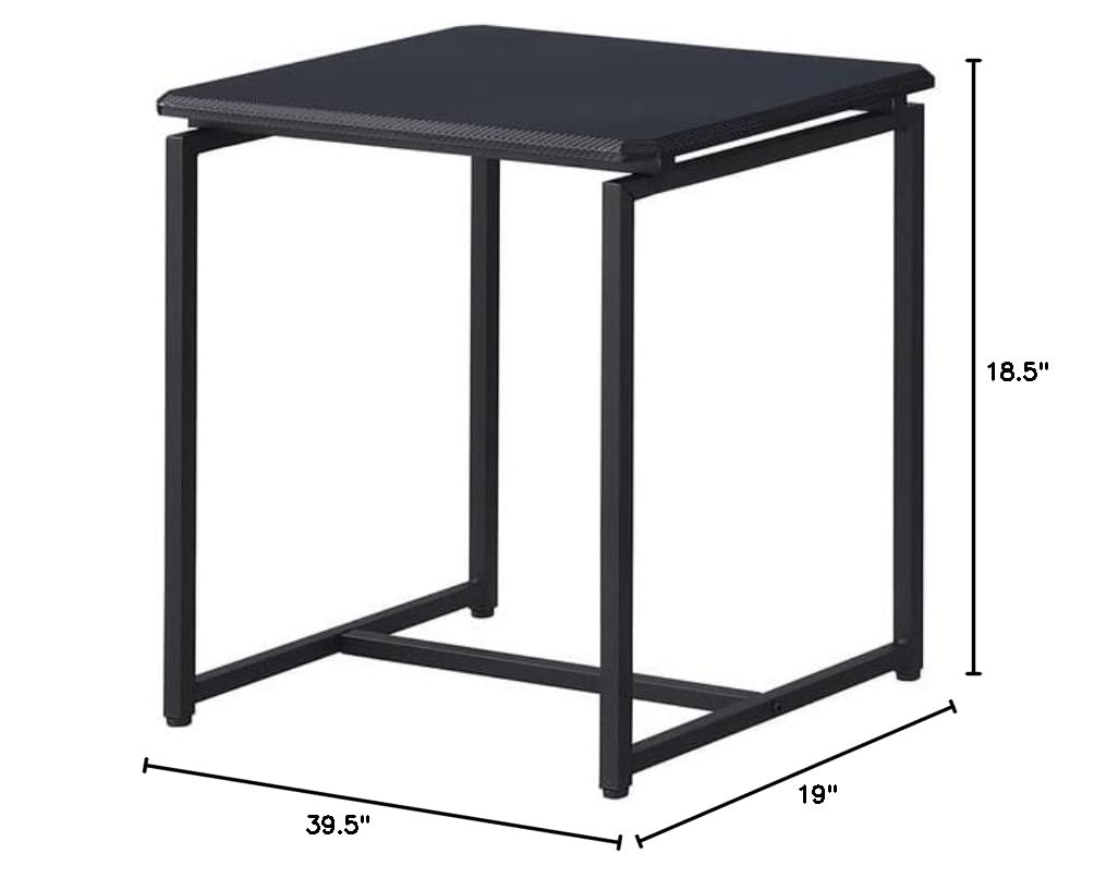 Lilola Home GT 3-Piece Black Carbon Fiber Coffee Table Set with Matching End Tables - Modern Living Room Furniture for Small Spaces & Apartments