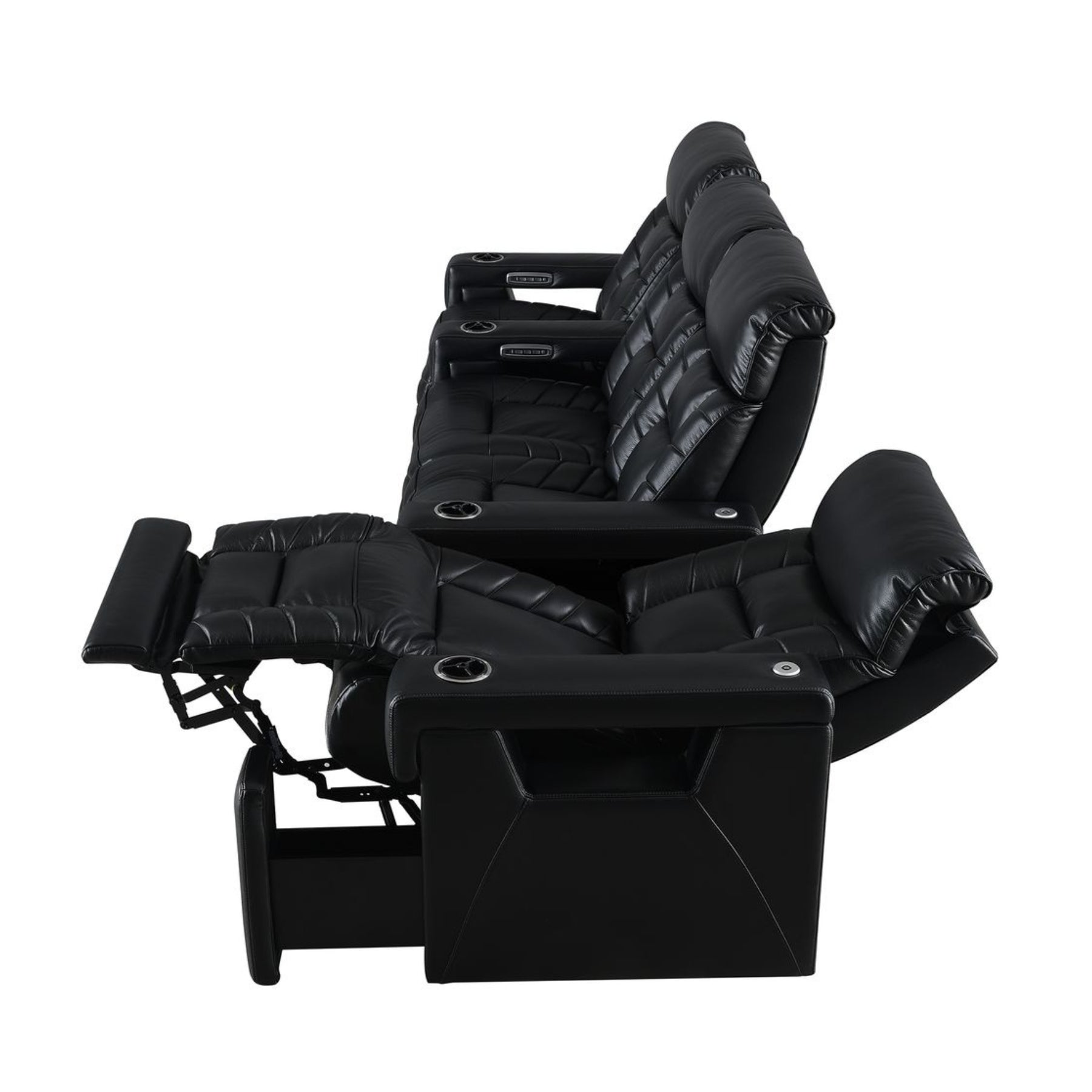RowOne 4-Piece Recliner Set - Ultra Soft Fabric Sectional Sofa with Cup Holders and USB Ports | Perfect for Living Room, Home Theater, and Family Gatherings