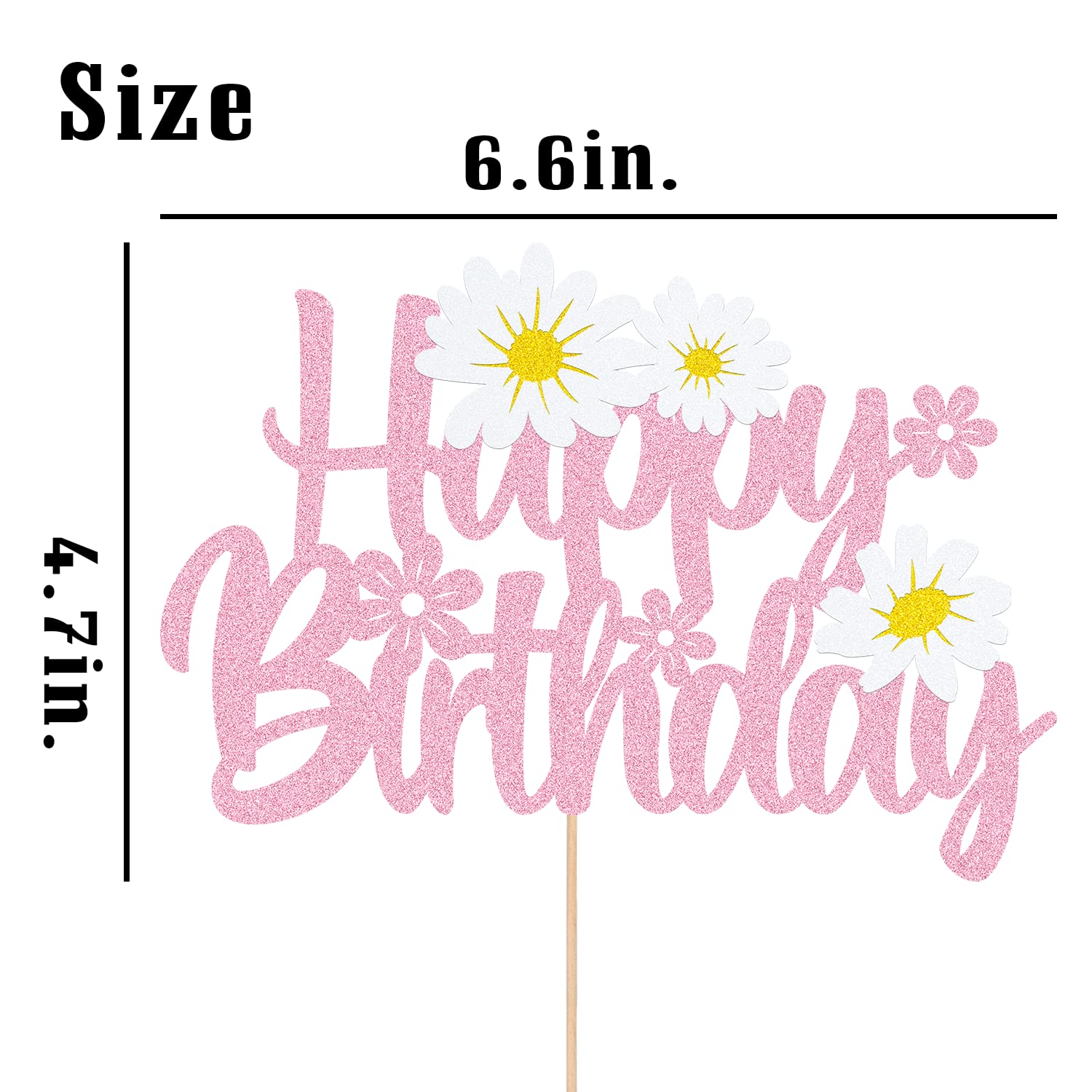 Pink Daisy Flower Cake Topper - Summer Chrysanthemum Birthday Party Decorations for Kids, White Daisy Theme Party Supplies | Perfect for Birthday Cakes, Baby Showers & Summer Celebrations