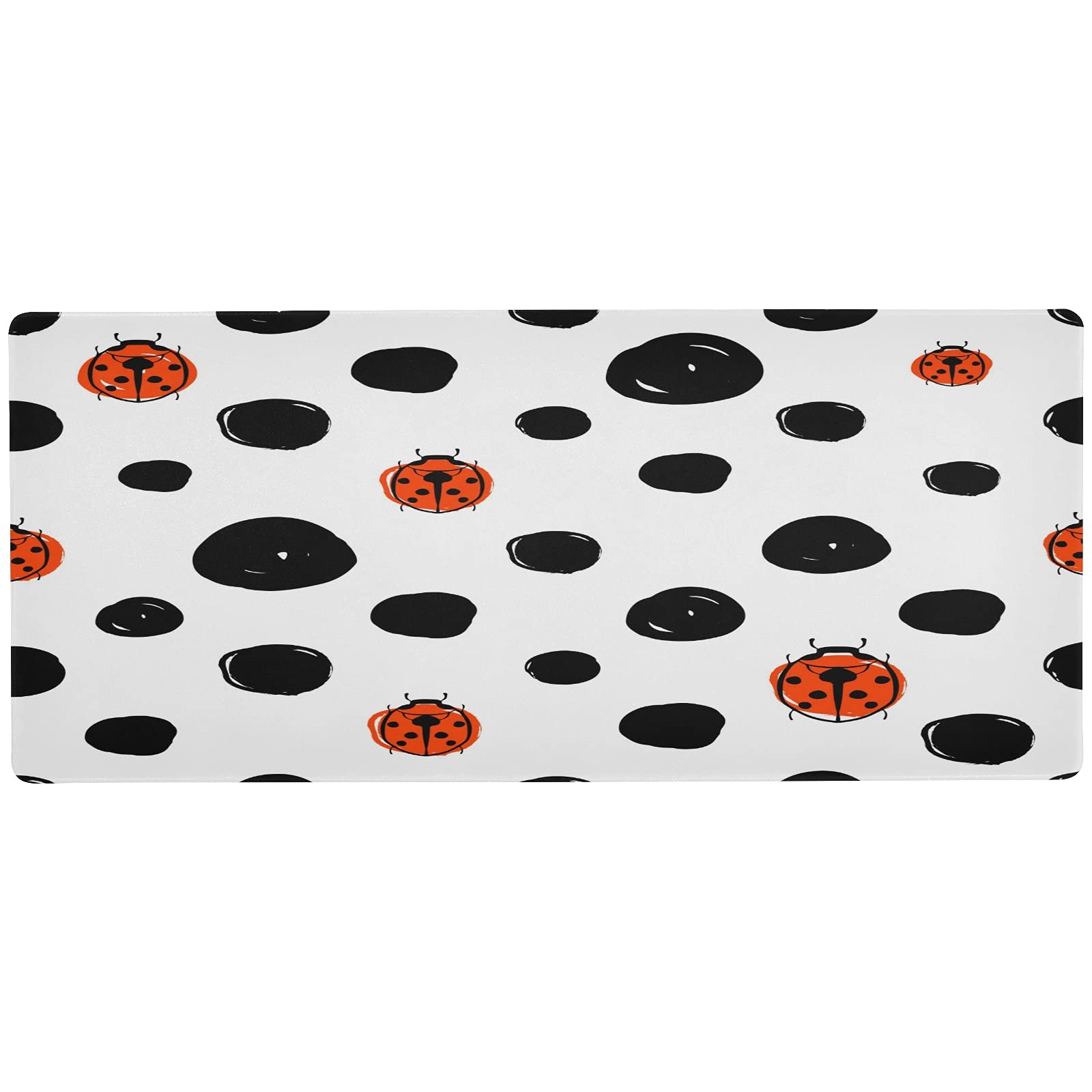 Xigua Extended Non-Slip Rubber Base Mouse Pad - 35.4x15.7 Inches Large Gaming Mouse Mat with Hand-Drawn Ladybug Design for Office, Home & PC Use - Perfect for Work, Gaming & Typing Comfort