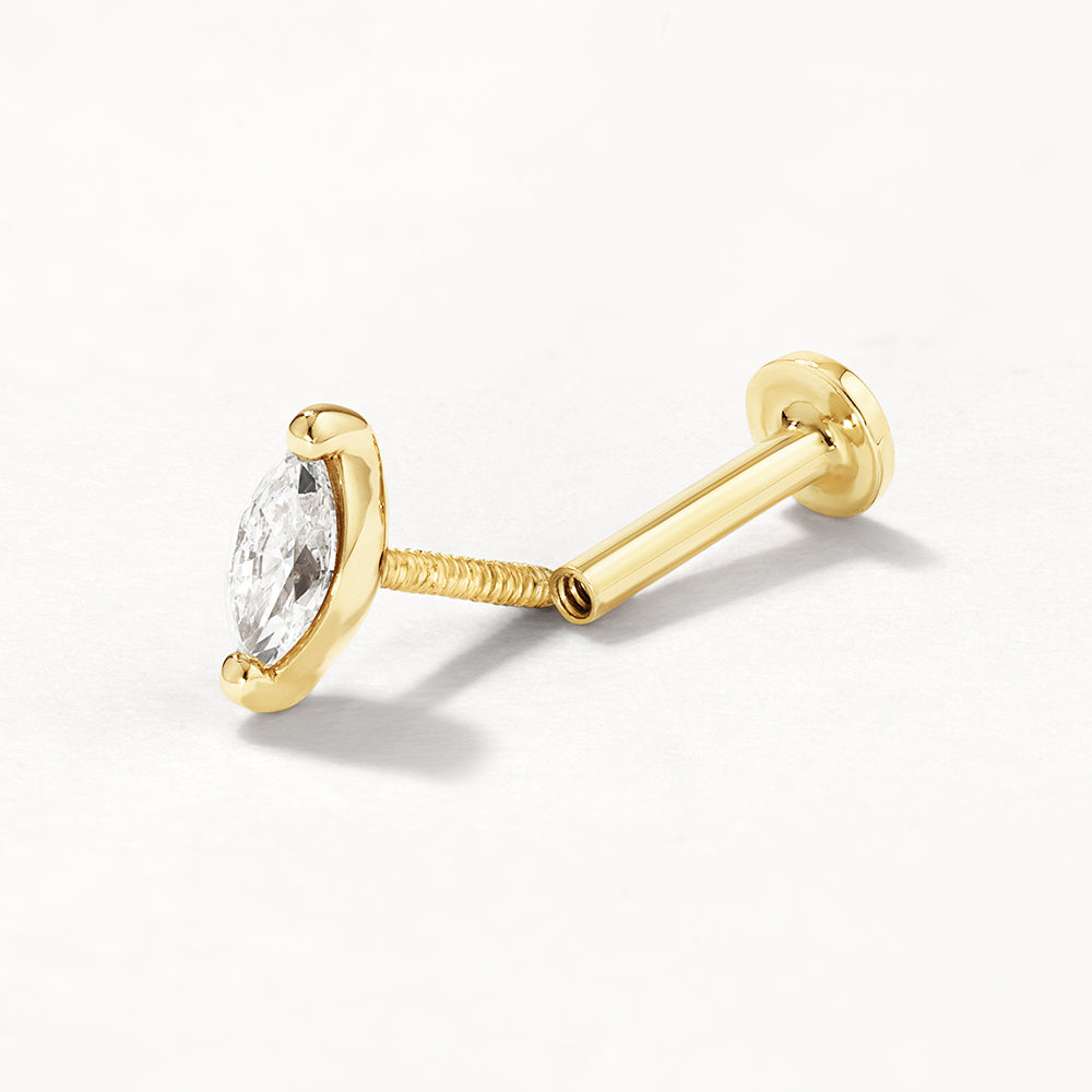 10k Gold Marquise Helix Single Stud Earrings with Lab-Grown Diamonds - Perfect for Everyday Wear, Date Nights & Special Occasions