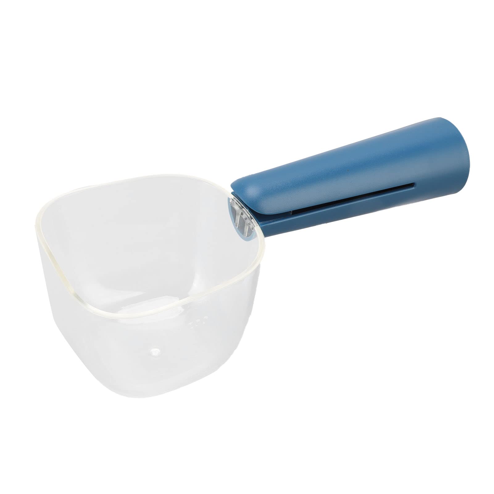 CUTULAMO 250ml Transparent Pet Food Scoop with Clip Handle - Food Grade Cat & Dog Food Shovel for Precise Feeding - Perfect for Home Use with Puppies, Kittens & Small Pets (Blue)