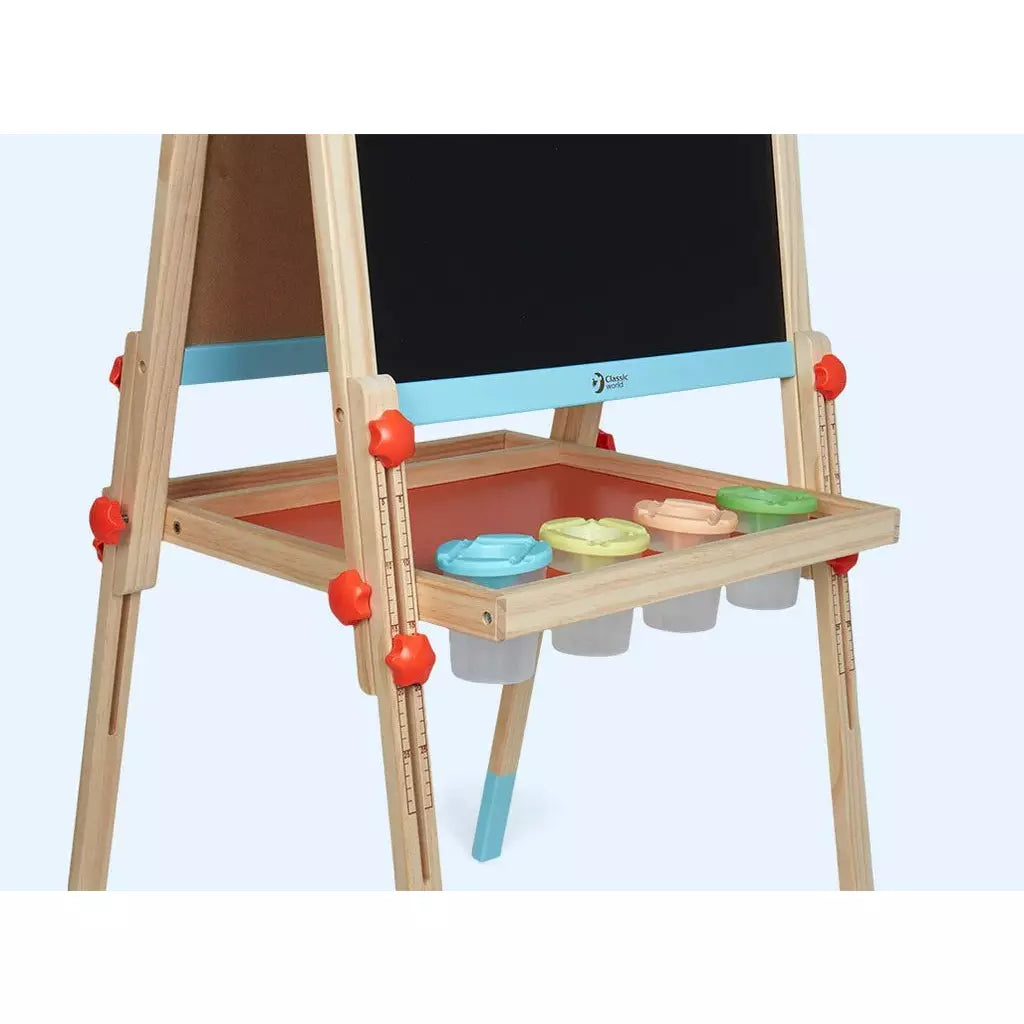 Kids Wooden Art Easel - Adjustable Double-Sided Chalkboard & Whiteboard for Painting & Drawing - Perfect for Home, Classroom & Preschool Learning Activities