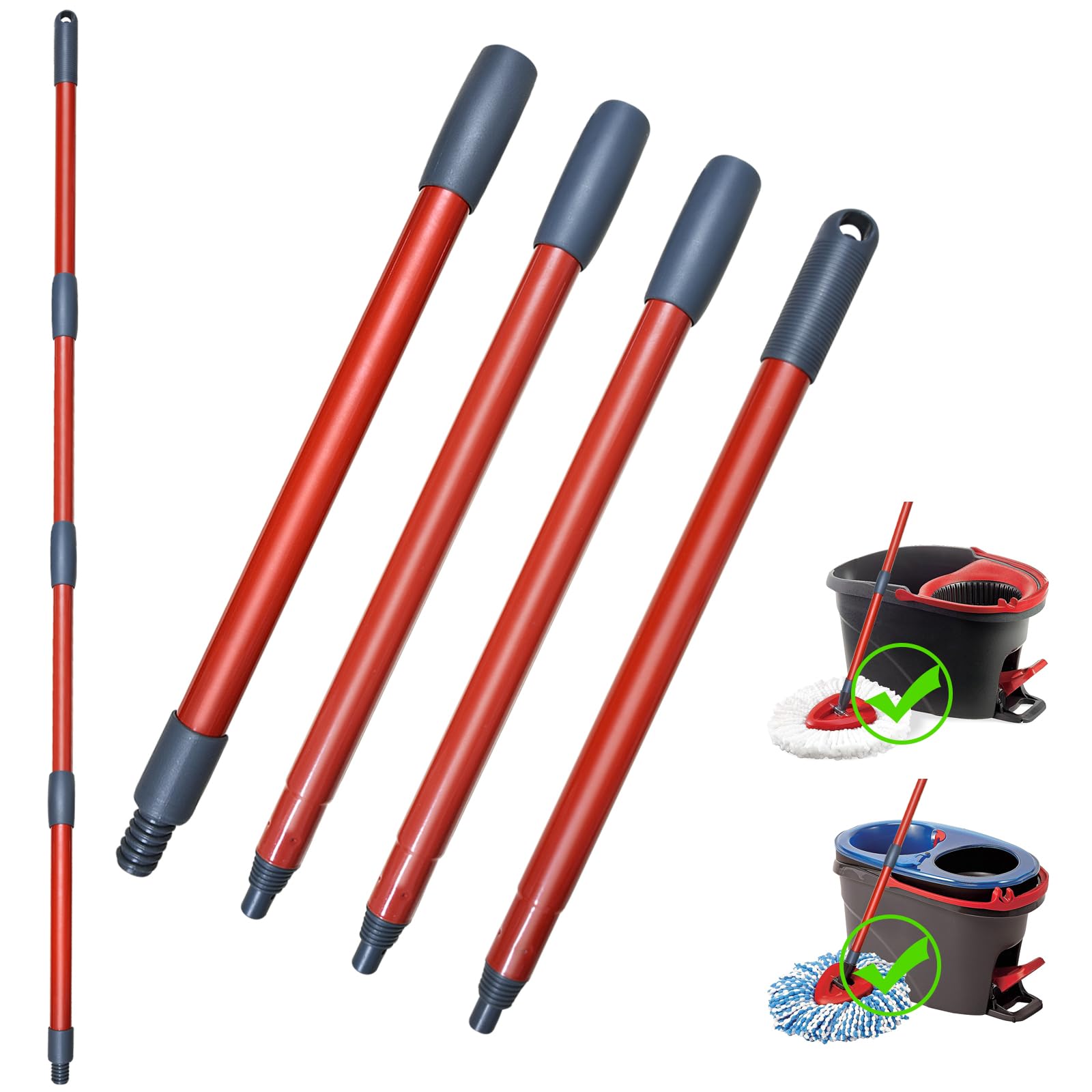 Spin Mop Replacement Handle - 4-Section Adjustable 30