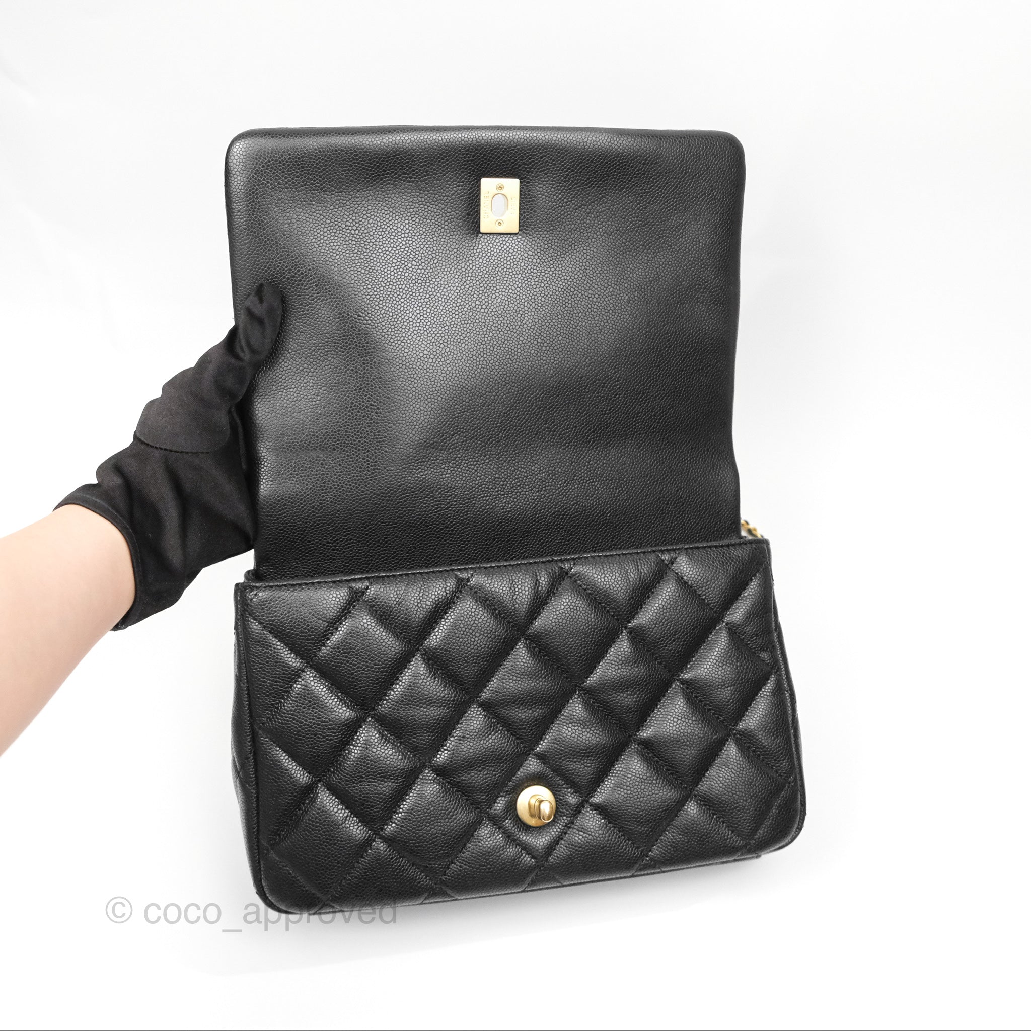 Chanel Chain Around Flap Bag Black Caviar Leather with Aged Gold Hardware - Luxury Crossbody Bag for Women, Perfect for Evening Parties & Special Occasions