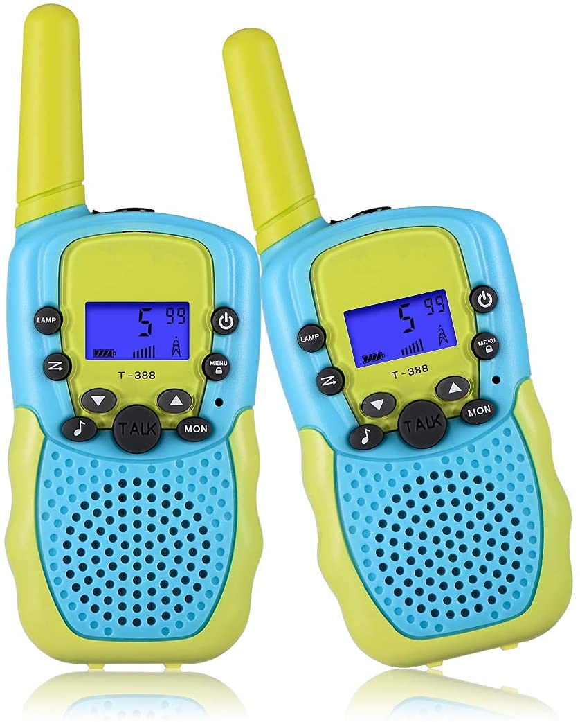 LESSA Kids Walkie Talkies - 22 Channel 2 Way Radios for Boys & Girls Ages 3-12 with LCD Backlit Display & Flashlight, 3 Mile Range - Perfect for Outdoor Adventures, Camping, Hiking & Family Games (Blue)