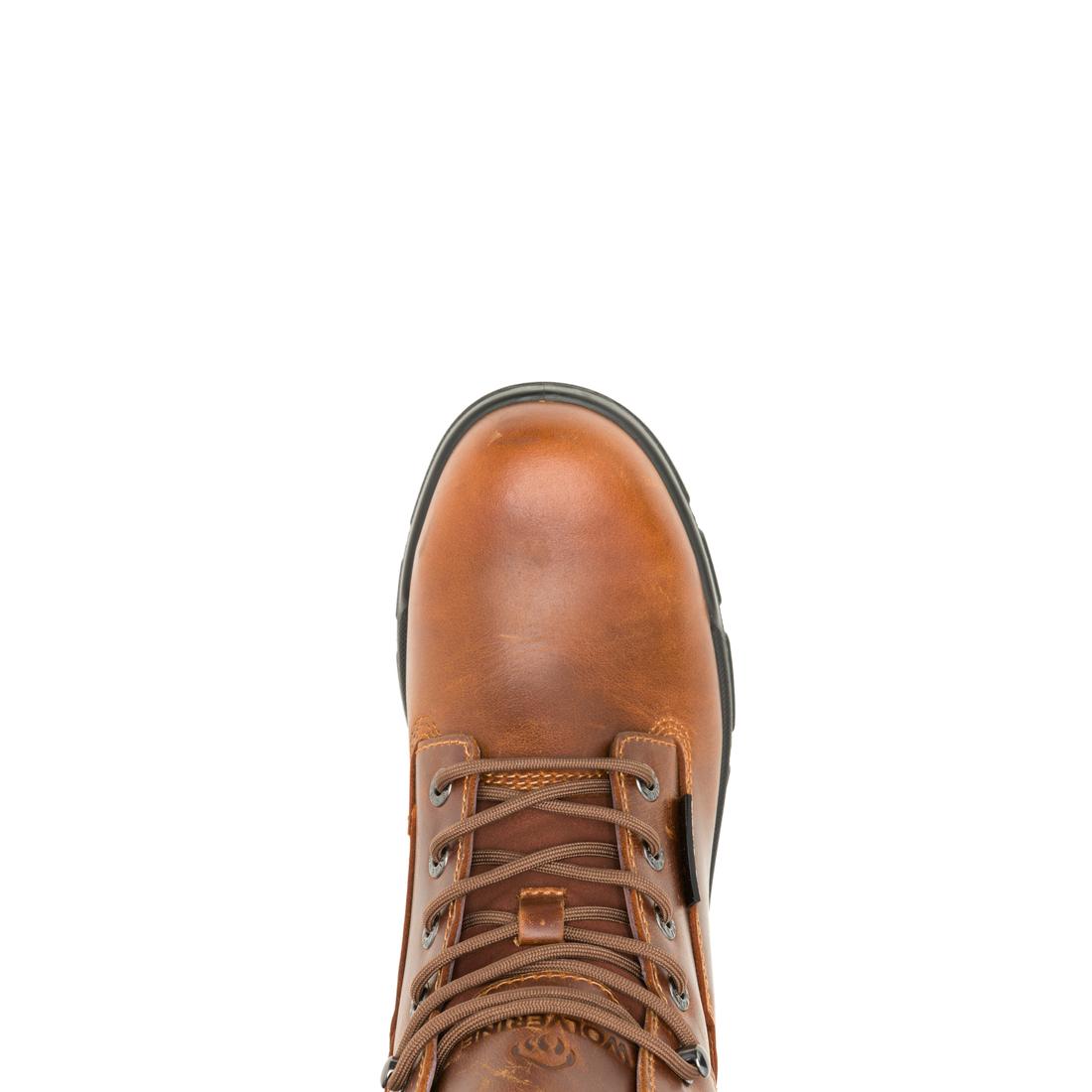 DuraShocks® SR Icon 6 Soft Toe Work Boots for Men - Tan Leather Safety Shoes with Slip Resistant & Comfortable Cushioning - Ideal for Construction, Warehouse & Outdoor Work