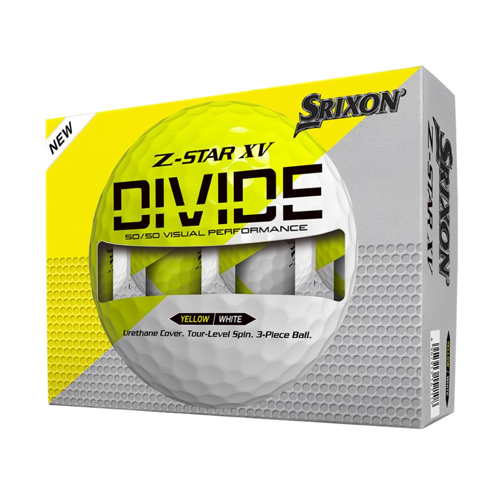 Srixon Z Star XV 9 Divide White/Yellow Golf Balls - Premium High Performance Golf Balls for Low Spin & Maximum Distance - Perfect for Tournament Play & Driving Range Practice