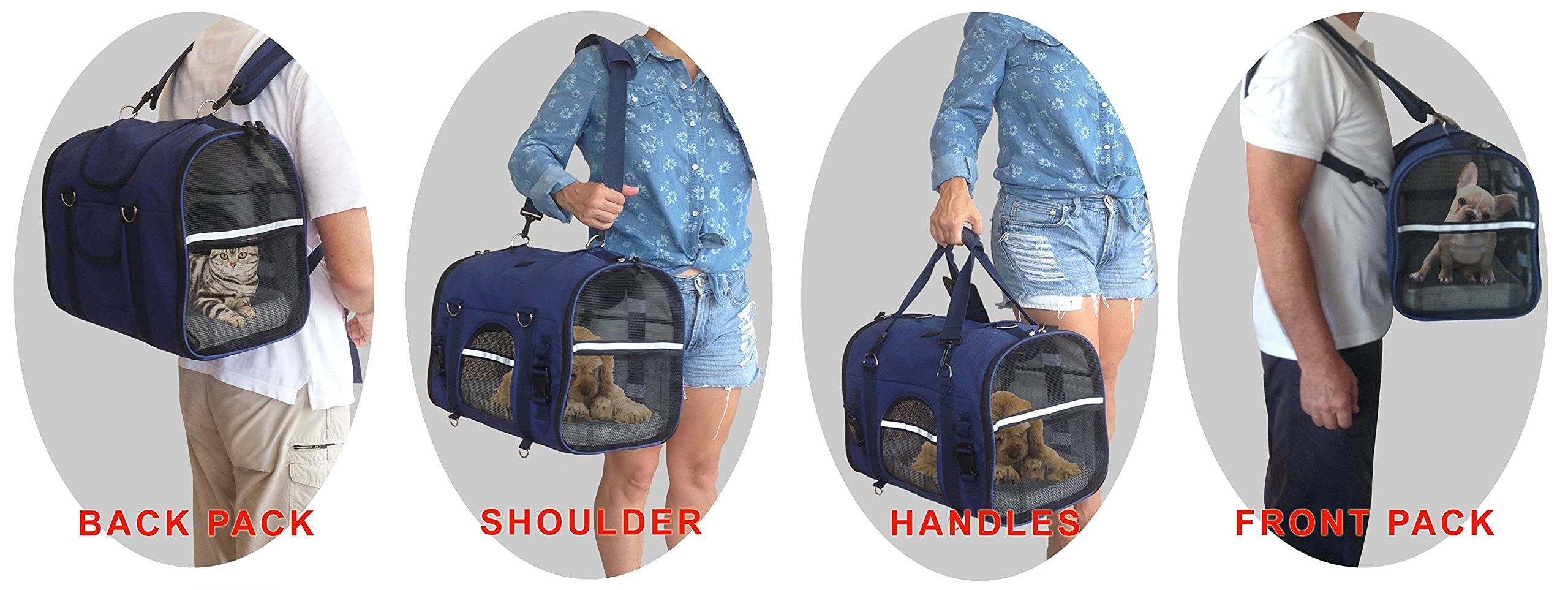 6-in-1 Multi-Functional Pet Carrier Backpack - Convertible Front Pack, Shoulder Bag & Hand Bag for Small Dogs & Cats (18-21