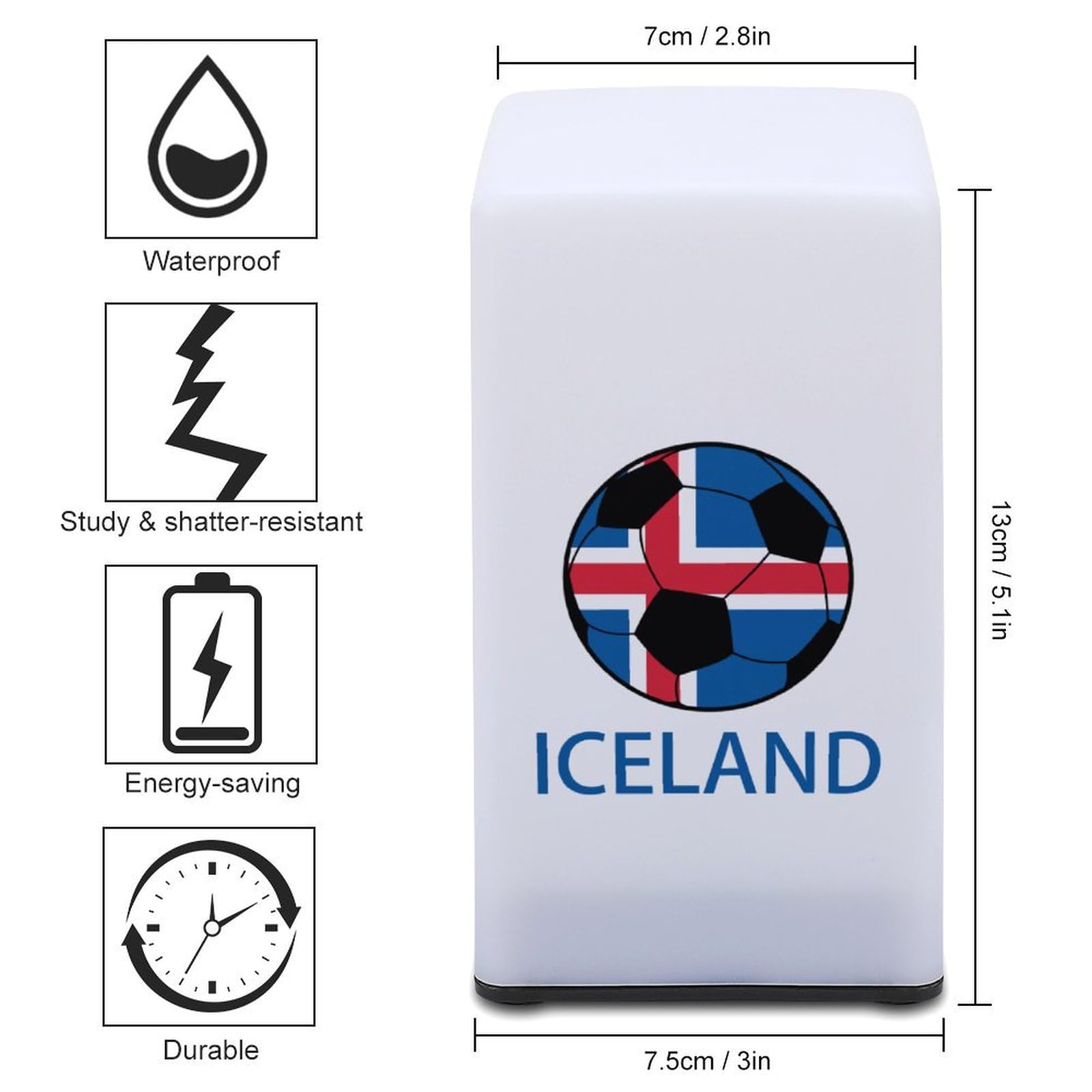 Iceland Soccer Night Light - Portable LED Desk Lamp for Bedroom, Living Room, Kids Room | Perfect for Night Reading, Study, and Cozy Home Decor
