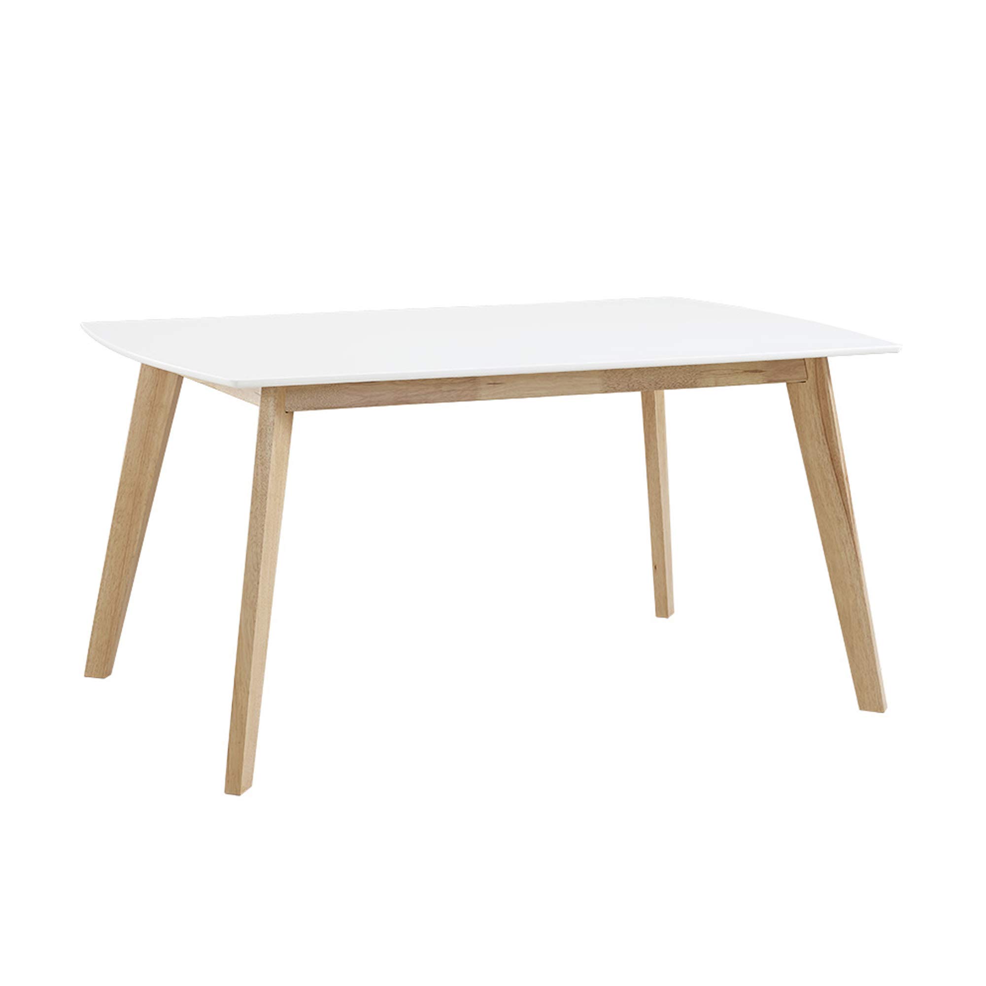 Mid Century Modern Wood Dining Table Set with 6 Chairs - 60 Inch Kitchen & Dining Room Table in White & Natural - Perfect for Family Meals, Dinner Parties & Small Gatherings