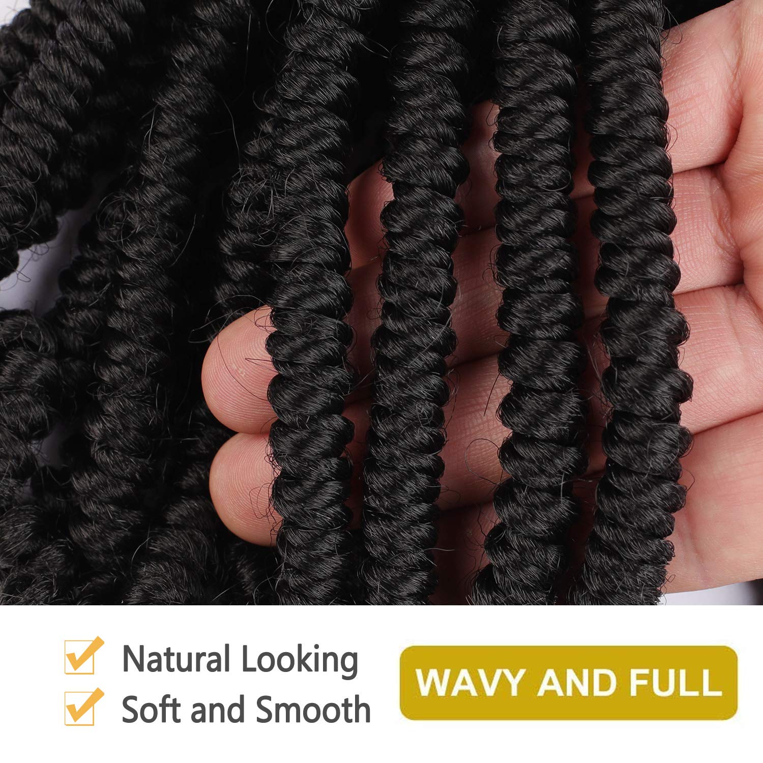 Bob Spring Crochet Hair - Short Passion Twist Bomb Twist, Pre-Twisted Spring Twists Synthetic Braiding Hair Extensions for Black Women (6 Inch, Pack of 3, 1B Color) | Easy DIY Protective Style for Everyday Wear & Special Occasions