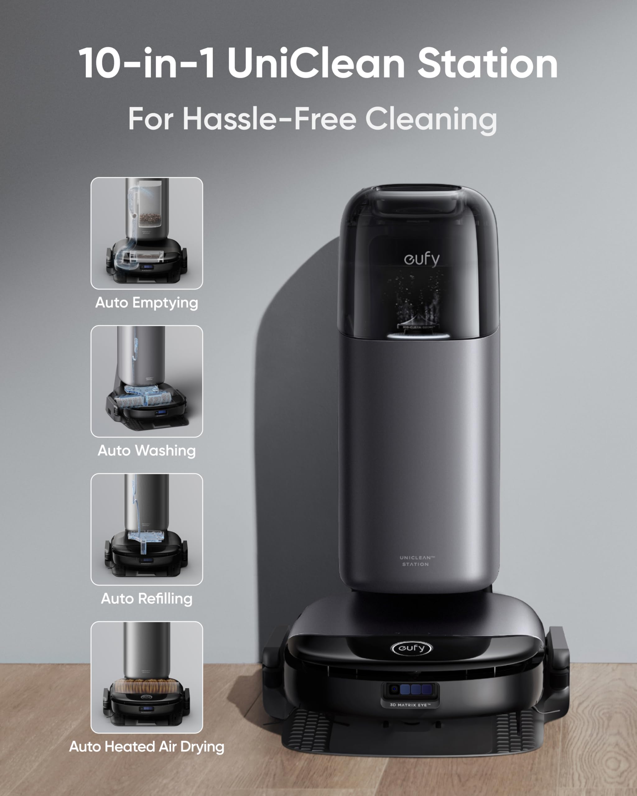 eufy Robot Vacuum Omni S1 Pro - Smart Self-Emptying Robotic Vacuum for Hard Floors & Carpets | Perfect for Pet Hair, Daily Cleaning & Large Homes