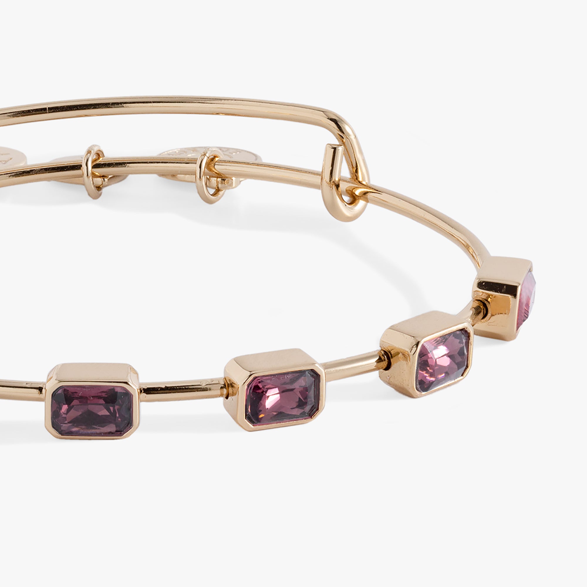 February Birthstone Emerald Cut Bangle - Sterling Silver Amethyst Bracelet for Women | Perfect Birthday Gift, Anniversary Present & Everyday Jewelry