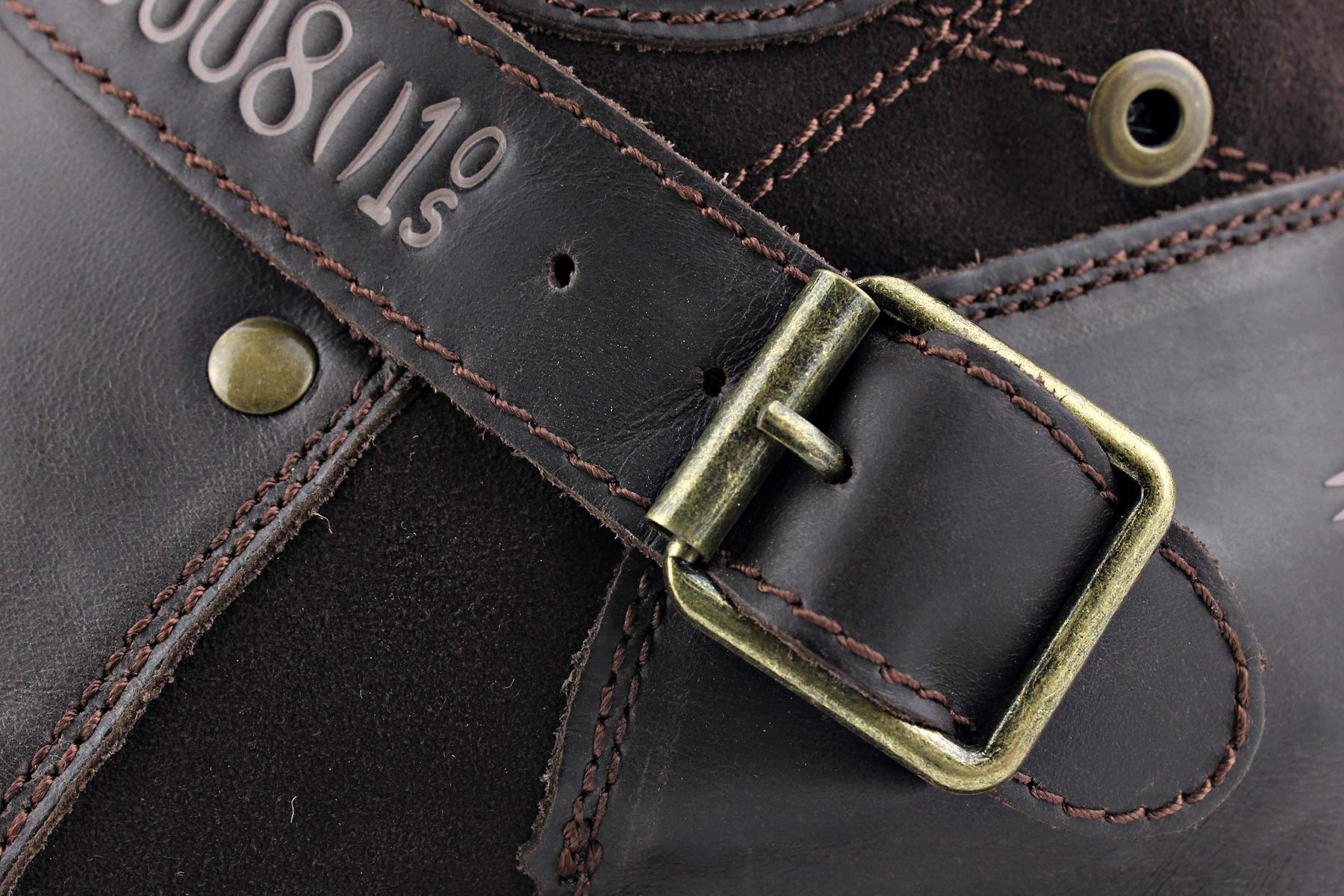 OSSTONE Men's Fashion Leather Chukka Boots with Zipper - Casual Motorcycle Shoes OS-5008-1-ABNH - Perfect for Riding, Daily Wear & Outdoor Activities