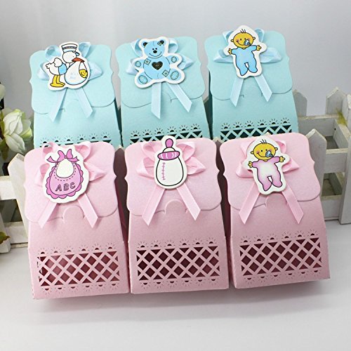 Worldoor® 50pcs Blue Baby Shower Party Supplies Set - Baptism Decorations, Favors & Candy Boxes for Boys Birthday, Kids Events & Guest Gifts | Perfect for Baby Showers, Christenings & Birthday Celebrations