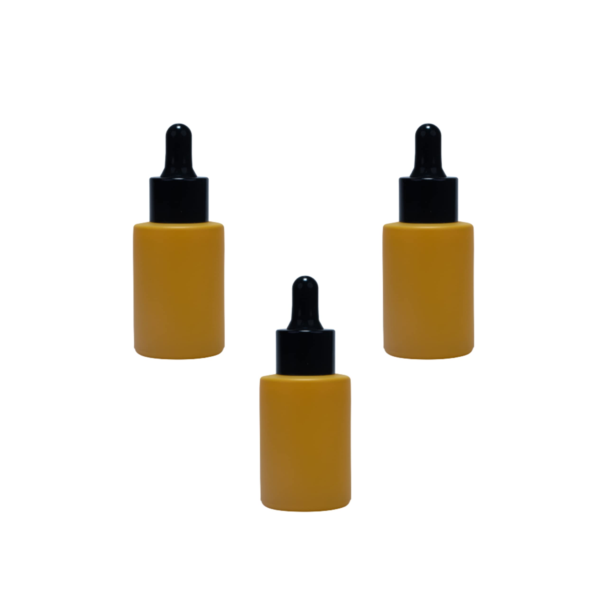 30ml Matte Yellow Glass Bottle with Dropper & Black Cap - 3 Pack for Essential Oils, Carrier Oils, Serum & Cosmetics | Perfect for DIY Beauty, Aromatherapy & Skincare Storage
