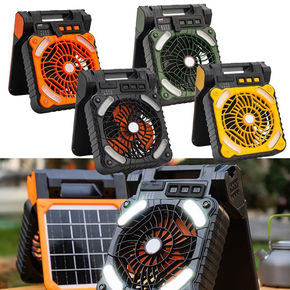 Portable USB Rechargeable Lightweight Foldable Fan with 3 Adjustable Speeds - Perfect for Camping, Travel, Office & Home Use (Orange)