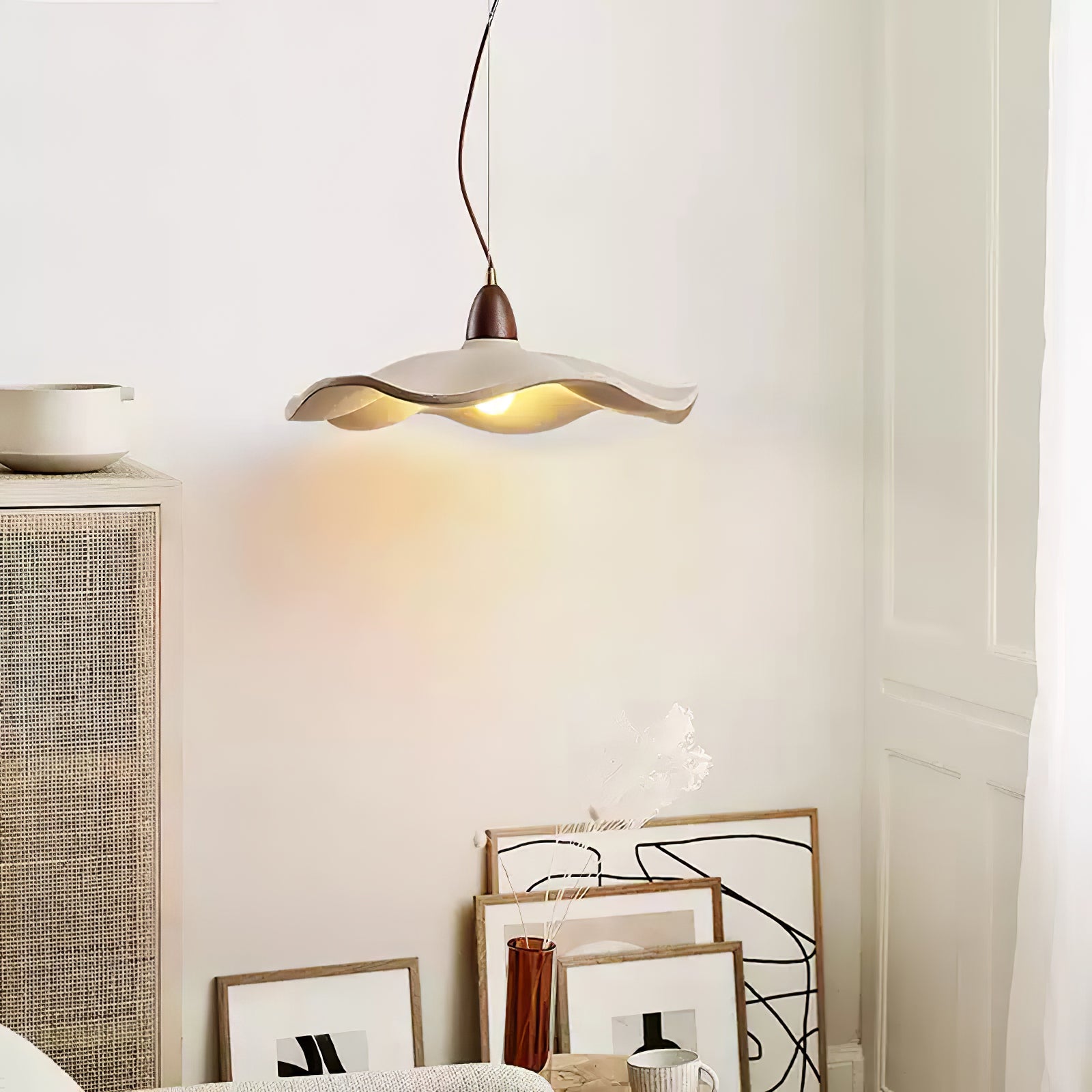 Modern Cement Wave Pendant Light - Industrial Style Hanging Lamp for Kitchen Island, Dining Room & Living Room Decor