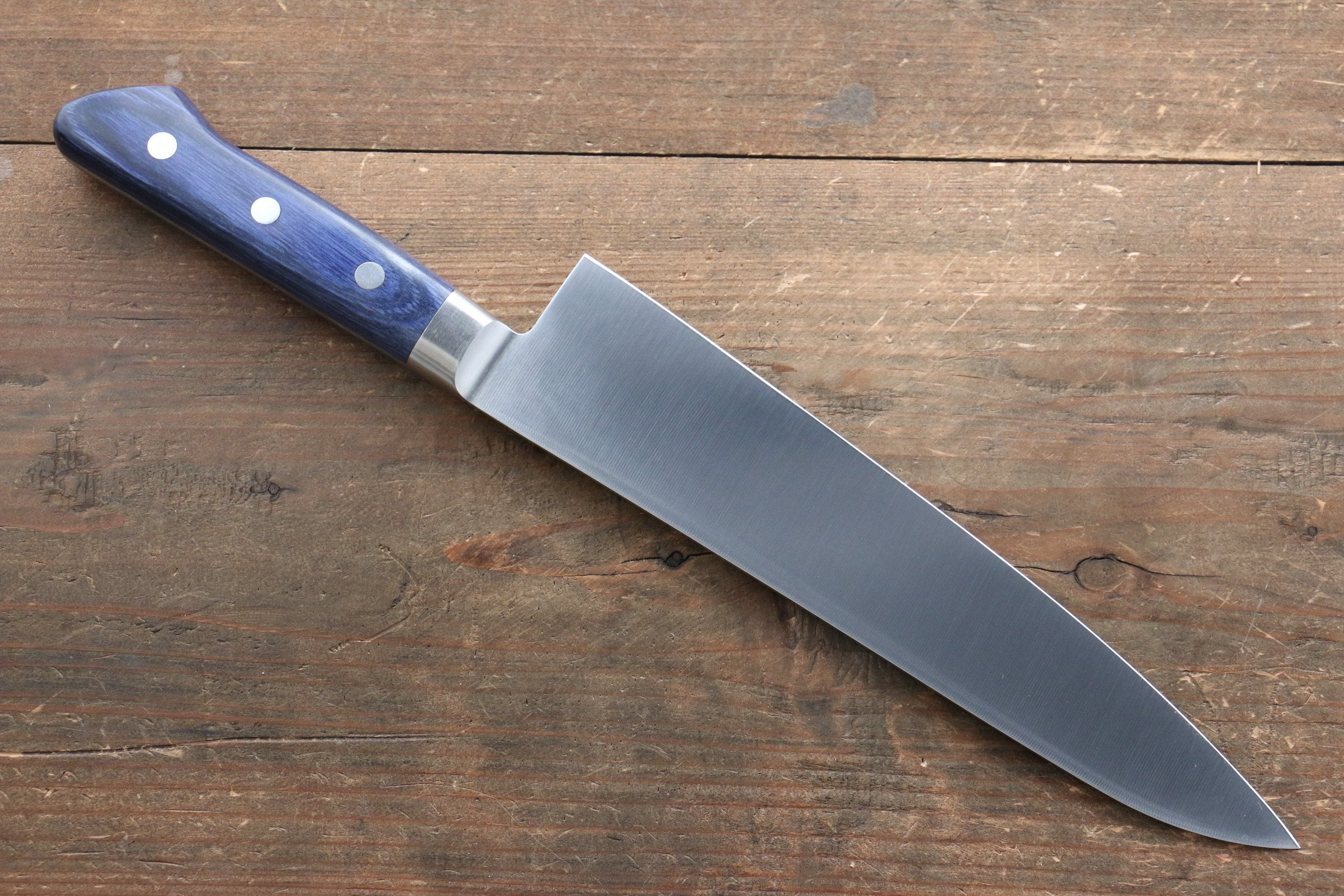 Premium Seisuke Seiten Molybdenum Gyuto 210mm Japanese Chef Knife - Blue Pakka Wood Handle with Protective Sheath - Ideal for Professional Chefs & Home Cooking Enthusiasts
