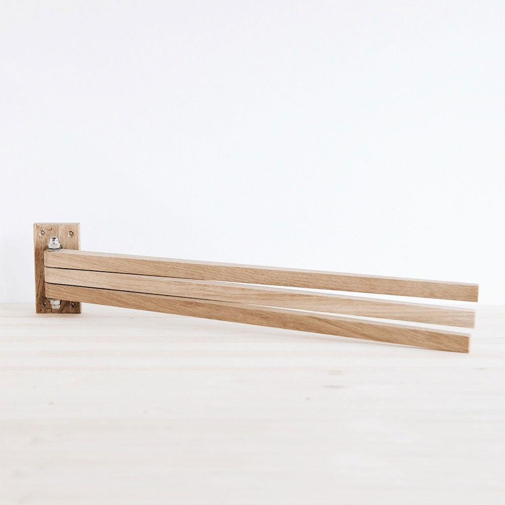Premium Oak Wood Towel Drying Rack - Wall Mounted Bathroom Organizer for Hand & Kitchen Towels - Perfect for Small Spaces, Laundry Rooms & Spa Bathrooms