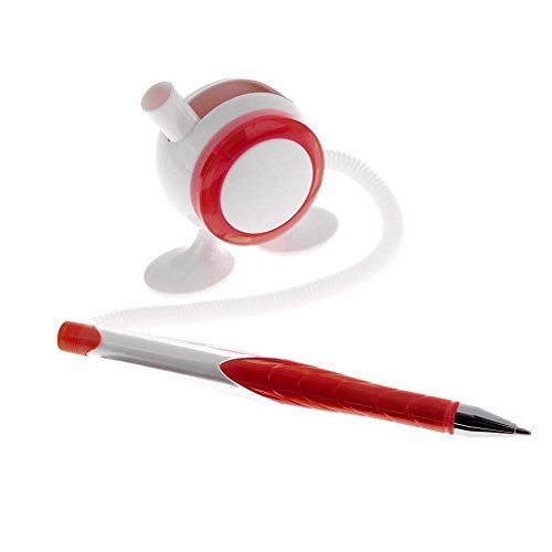 Premium Whitelotous Ballpoint Pen with Elastic Rope & Pen Holder - Smooth Writing Bank/Office Desk Signature Pen for School, Business & Home Use (Red) - Perfect for Documents, Checks, Notebooks & Daily Writing Tasks