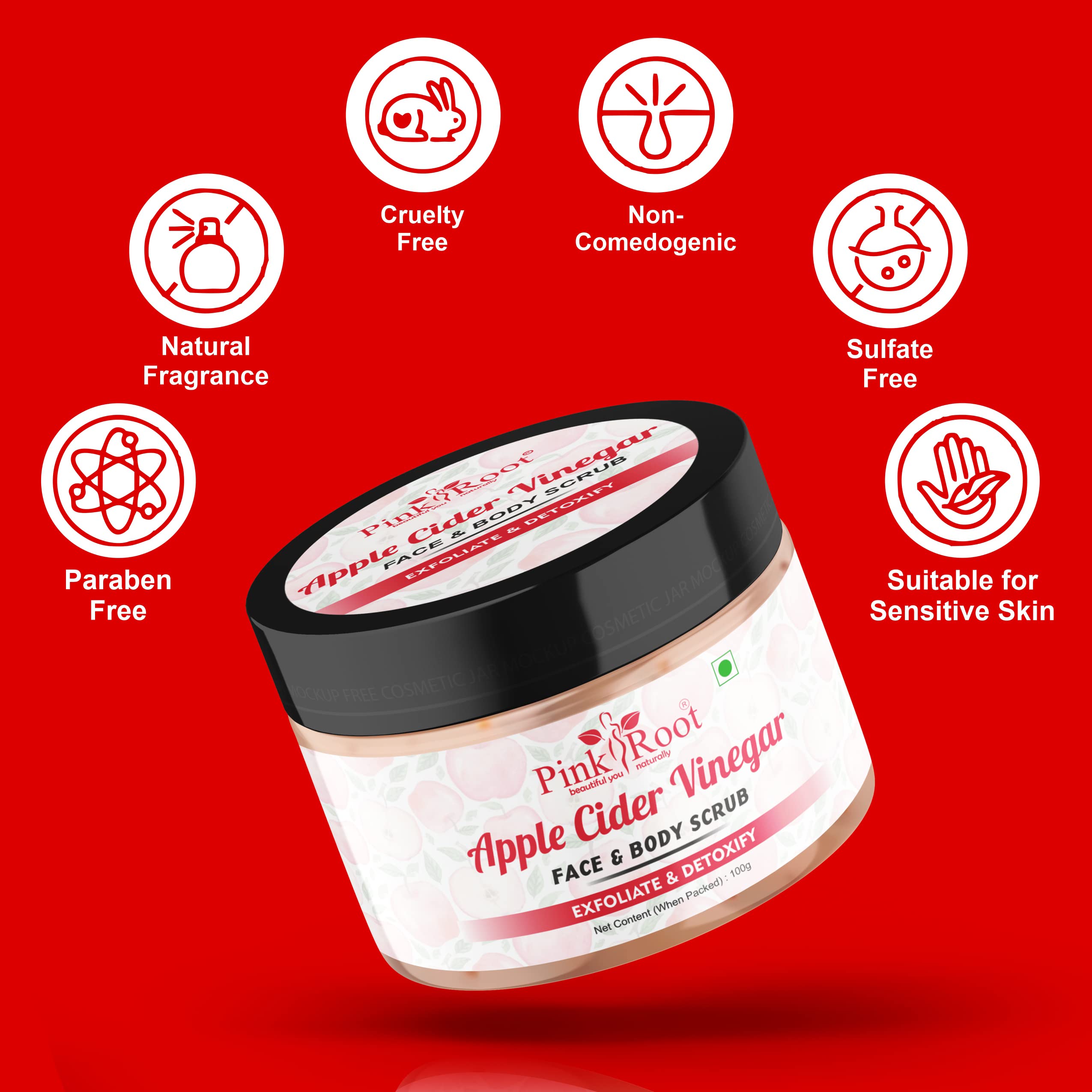 Organic Pink Himalayan Salt & Apple Cider Vinegar Face & Body Scrub - 100g Exfoliating Cleanser for Acne, Blackheads & Smooth Skin | Gentle Skincare for Daily Use & Spa Treatment