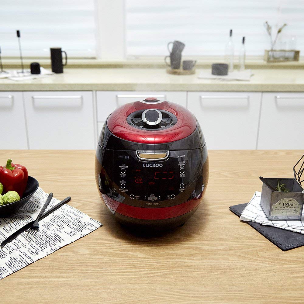 Cuckoo CRP-HZ0683FR 6-Cup Red Electric Induction Pressure Rice Cooker with Fuzzy Logic & Smart Cooking - Programmable Multi-Functional Kitchen Appliance for Perfect Rice, Grains & Meals - Ideal for Home, Dorm & Small Family Cooking (Renewed)