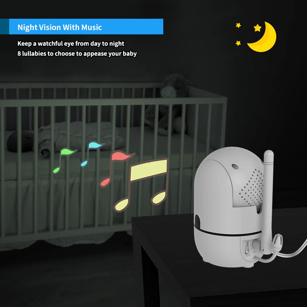 HelloBaby Wall Mounted Baby Monitor - No WiFi, 5