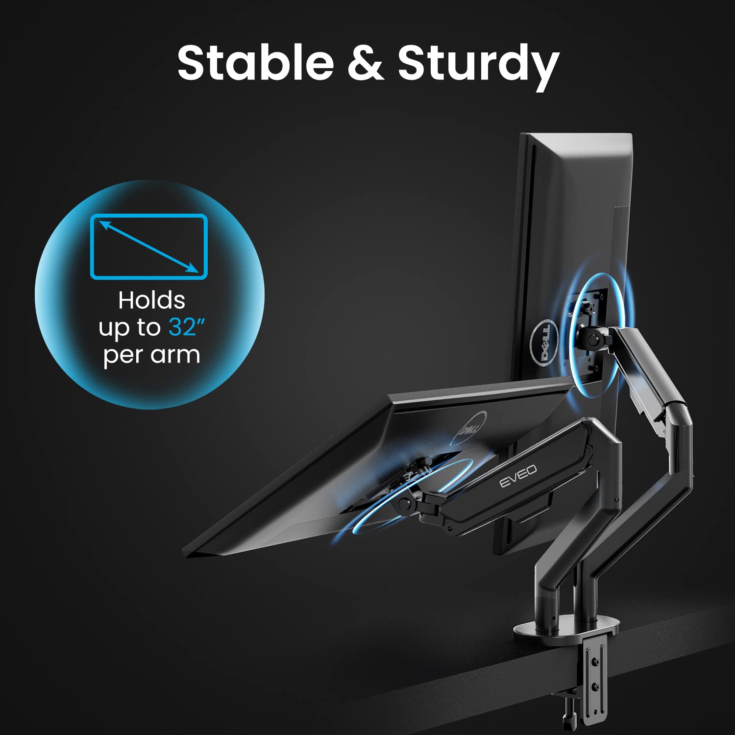 Premium Dual Monitor Stand with Cable Management - 96