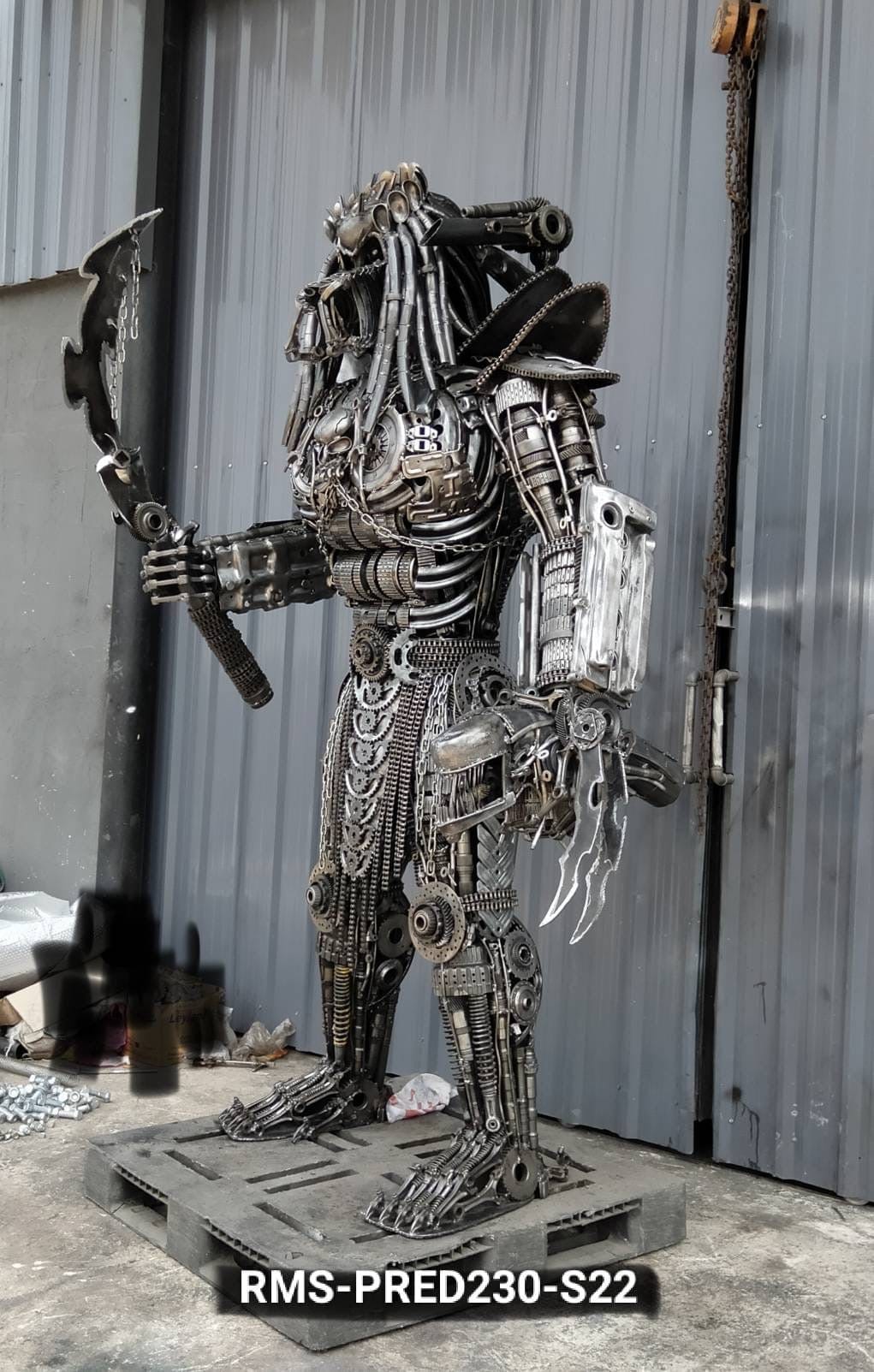 91 Predator Inspired Recycled Metal Wall Art Sculpture - Unique Home Decor for Living Room, Office & Man Cave