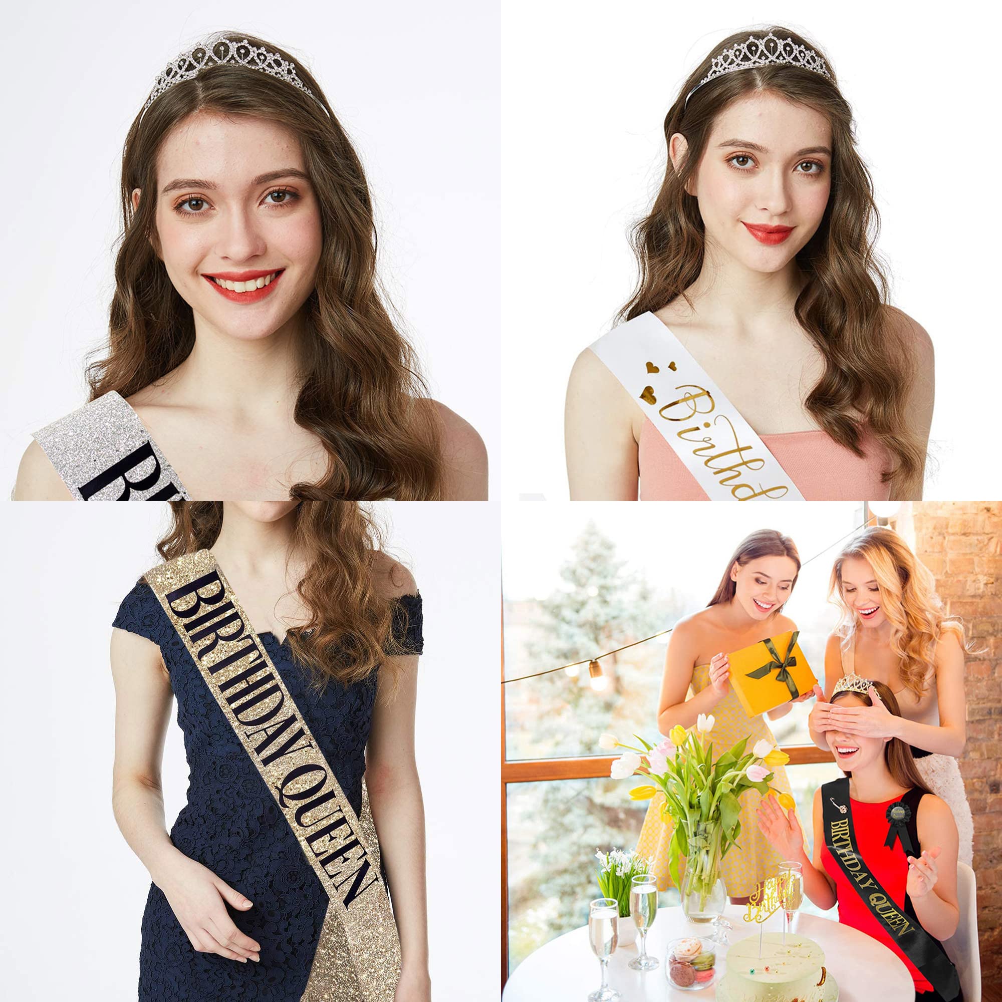 40th Birthday Sash & Tiara Set for Women - 40 & Fabulous Gold Crown & Sash - Perfect Birthday Gift for Queen Women - Great for Birthday Parties, Decorations & Celebrations