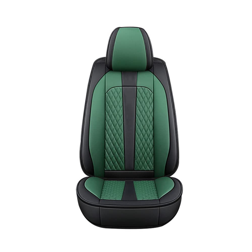 Universal Car Seat Covers Full Set (5 Seats) for Honda SPIRIOR 2009-2013 - Premium Leather Front & Rear Seat Protectors with Cushion - Black & Green - Perfect for Road Trips, Daily Commute & Car Interior Protection