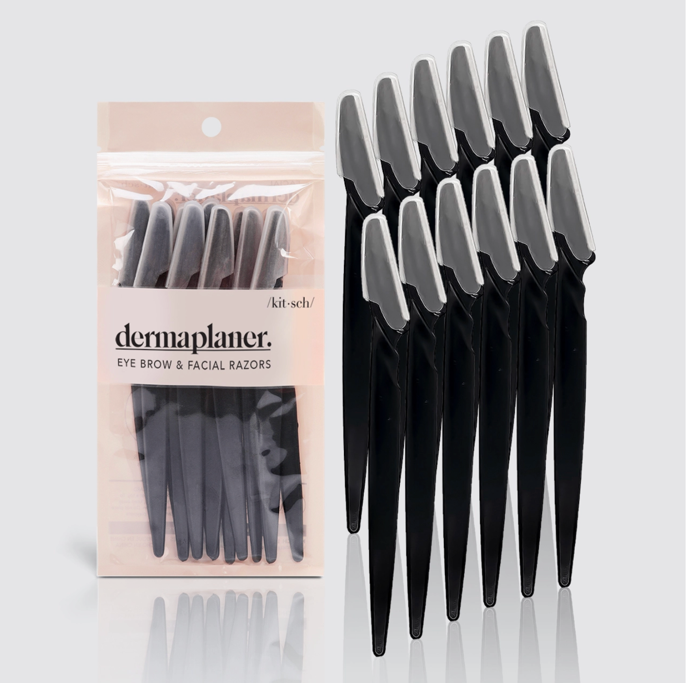 Professional Dermaplaning Tool Set (12 Pack) - Black | Exfoliating Face Razor for Women & Men | Perfect for At-Home Skincare & Hair Removal