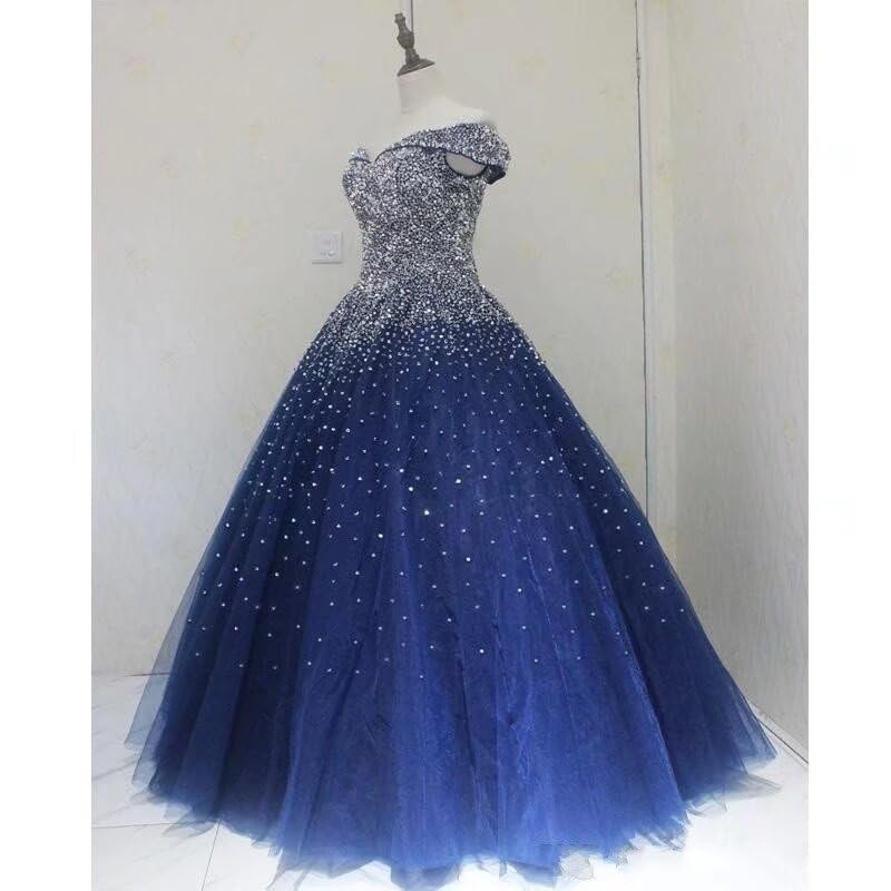 Sparkling Beaded Sequins Off-The-Shoulder Quinceañera Dress 2025 | Elegant Sweet 16 & Prom Gown for Teen Girls | Perfect for Quinceañeras, Birthday Parties & Formal Dances