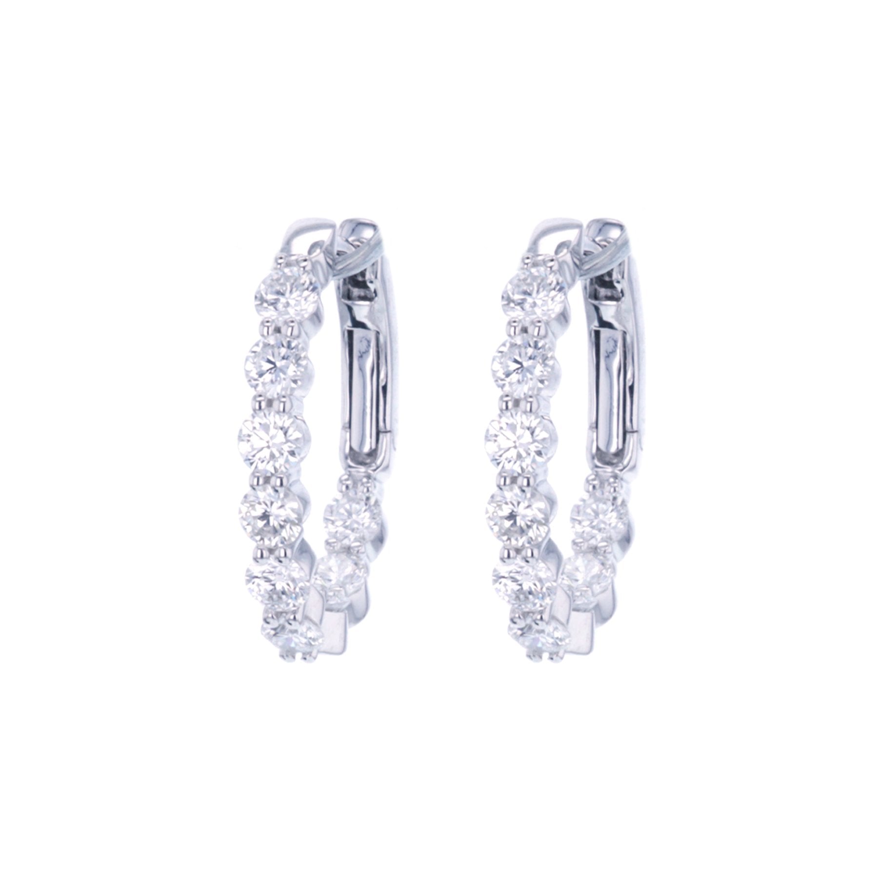 1.54 CTW Diamond Inside Out Hoop Earrings - 14K Gold Half Hoop Earrings for Women, Perfect for Everyday Wear & Special Occasions