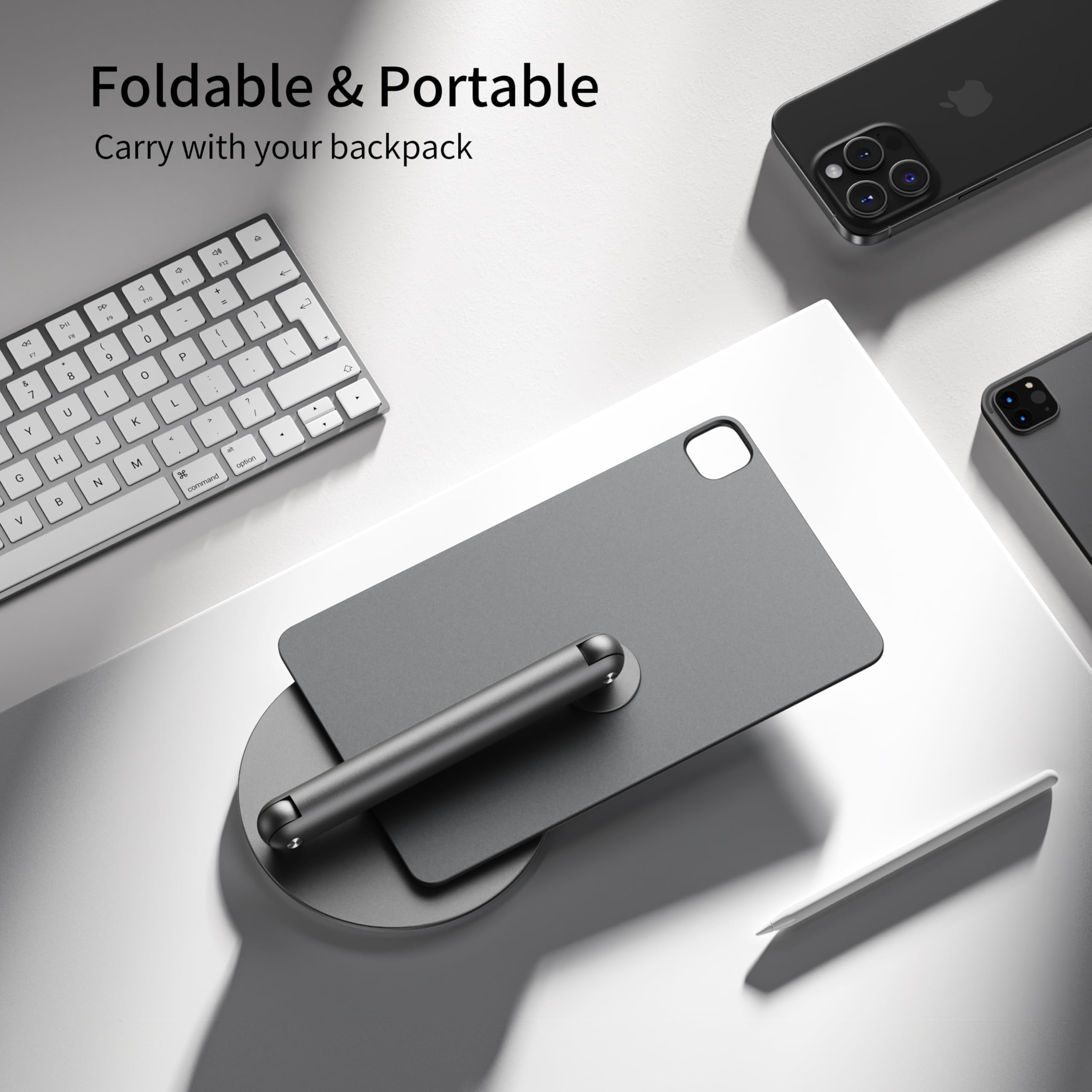 LULULOOK Magnetic Stand for iPad Pro 11 inch M4 (2024) - 360° Adjustable Aluminum Alloy Desk Stand with Foldable Design | Perfect for Home Office, Study, Drawing & Watching Videos