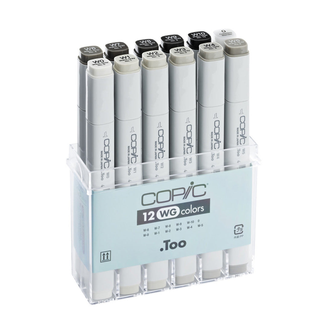Copic Classic Marker Set of 12 Warm Grey - Professional Alcohol-Based Art Markers for Sketching, Drawing & Illustration - Perfect for Artists, Designers & Adult Coloring Books