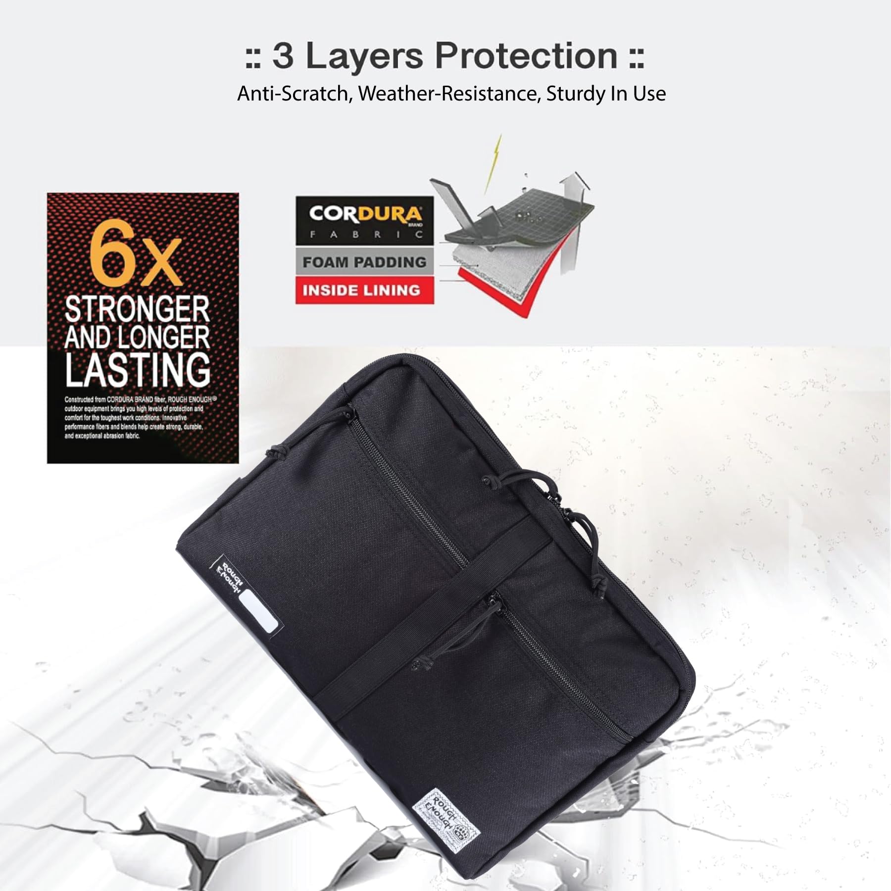 13-14 Inch Laptop Sleeve Case with Zipper & Accessory Pocket - Durable Cordura Fabric for Notebook Computers (Black) - Perfect for Work, School & Travel Protection