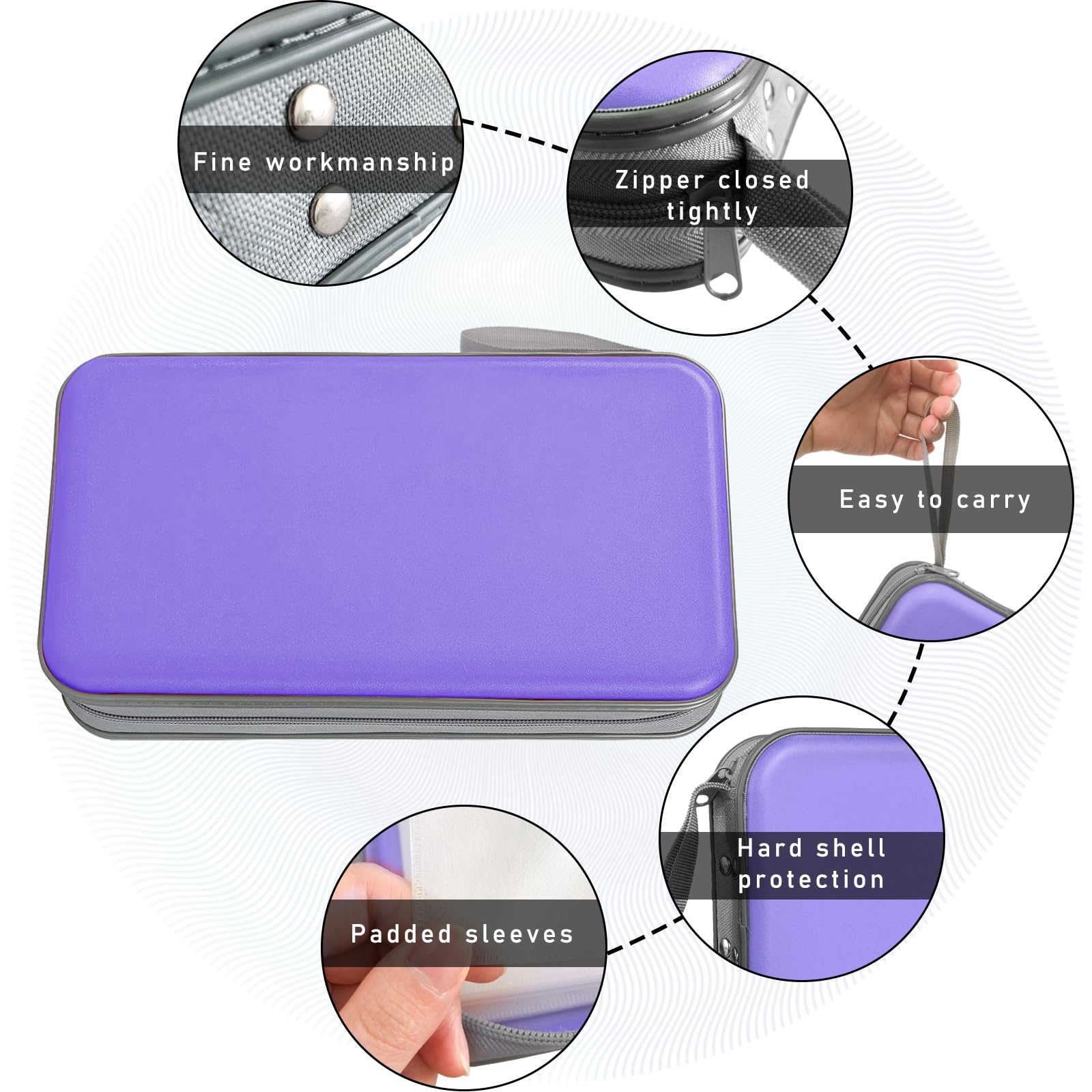 96 Capacity Car CD DVD Case - Hard Plastic Holder with Zipper for Home, Office & Travel Storage