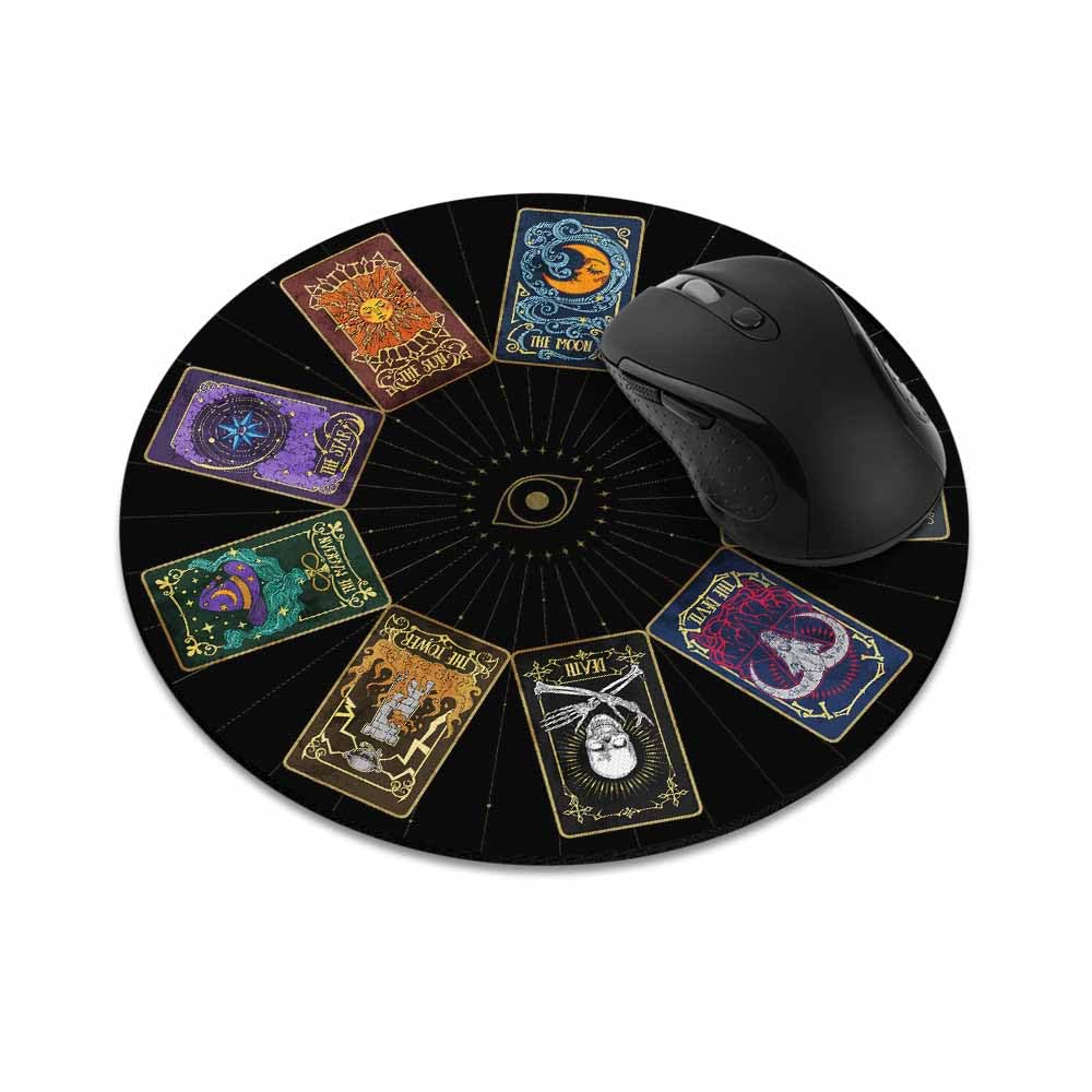 Non-Slip Round Mouse Pad - WIRESTER Tarot Style 3 Gaming Mousepad for PC, Laptop, Office & Home Use | Perfect for Work, Gaming & Computer Desks