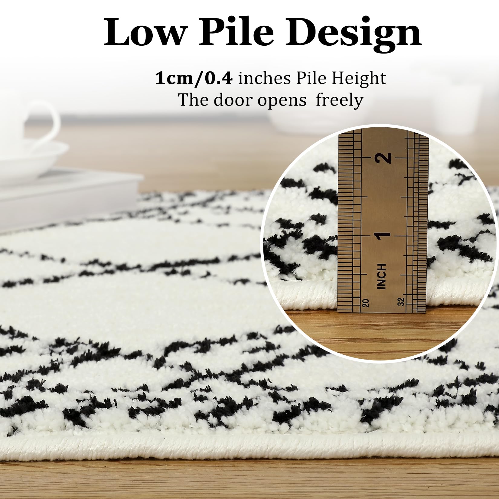 GARVEE 2x8 Feet Runner Rugs - Soft Plush Fluffy Non-Slip Rubber Backing, Modern Geometric Trellis Design for Bedroom, Living Room, Hallway, Kitchen & Laundry - Boho Chic Home Decor Rug