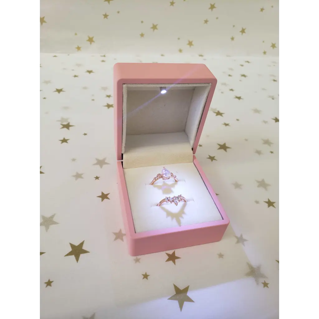 Elegant Double Ring Box for Jewelry Storage - Perfect for Engagement Rings, Wedding Bands & Special Occasion Gifts