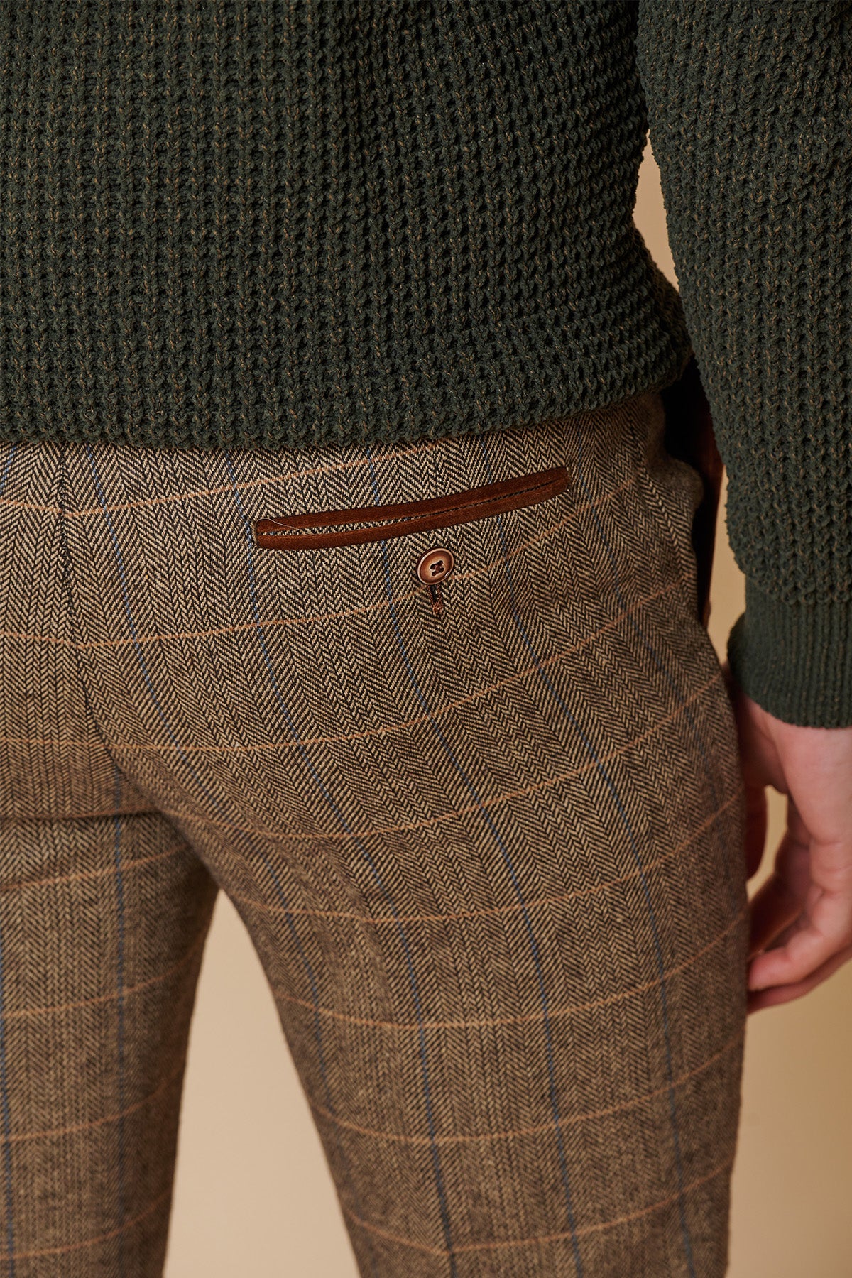 Stylish TED Tan Tweed Check Two Piece Suit for Men - Perfect for Business Meetings, Weddings & Formal Events